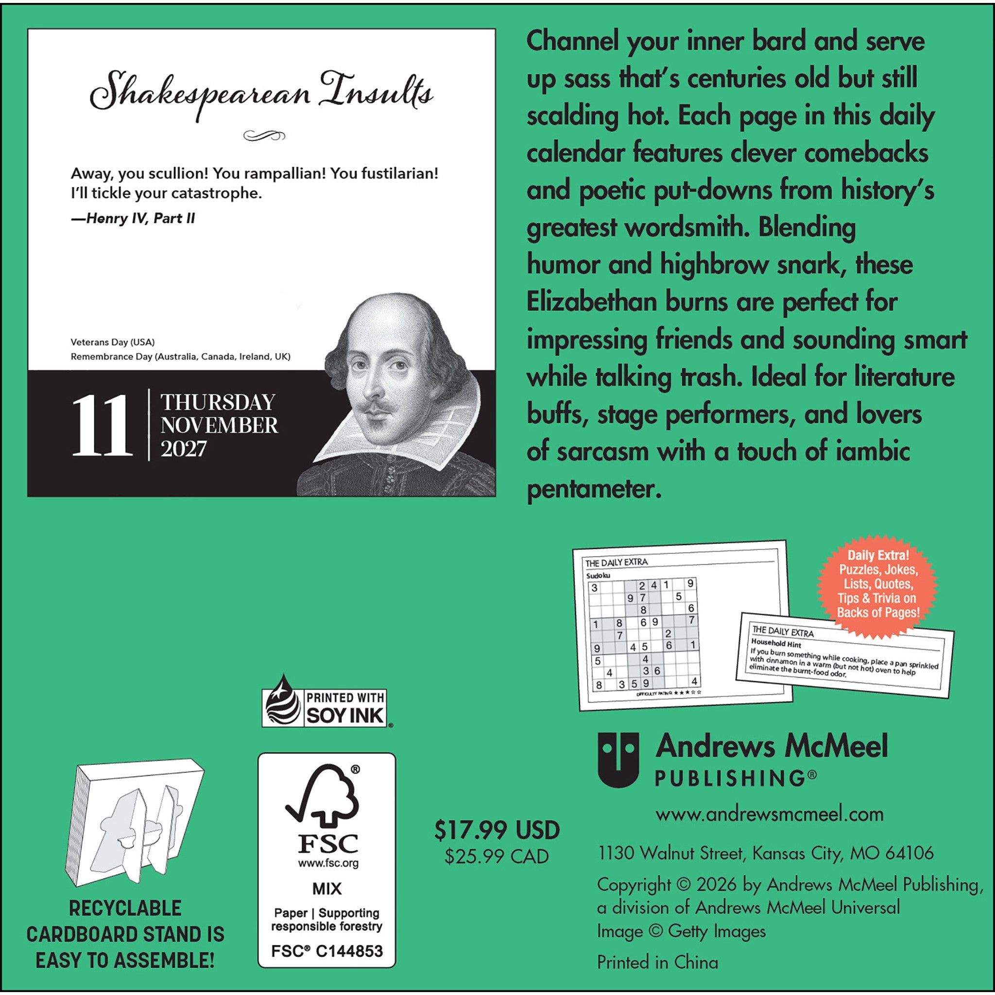 Shakespearean Insults 2027 Box Calendar