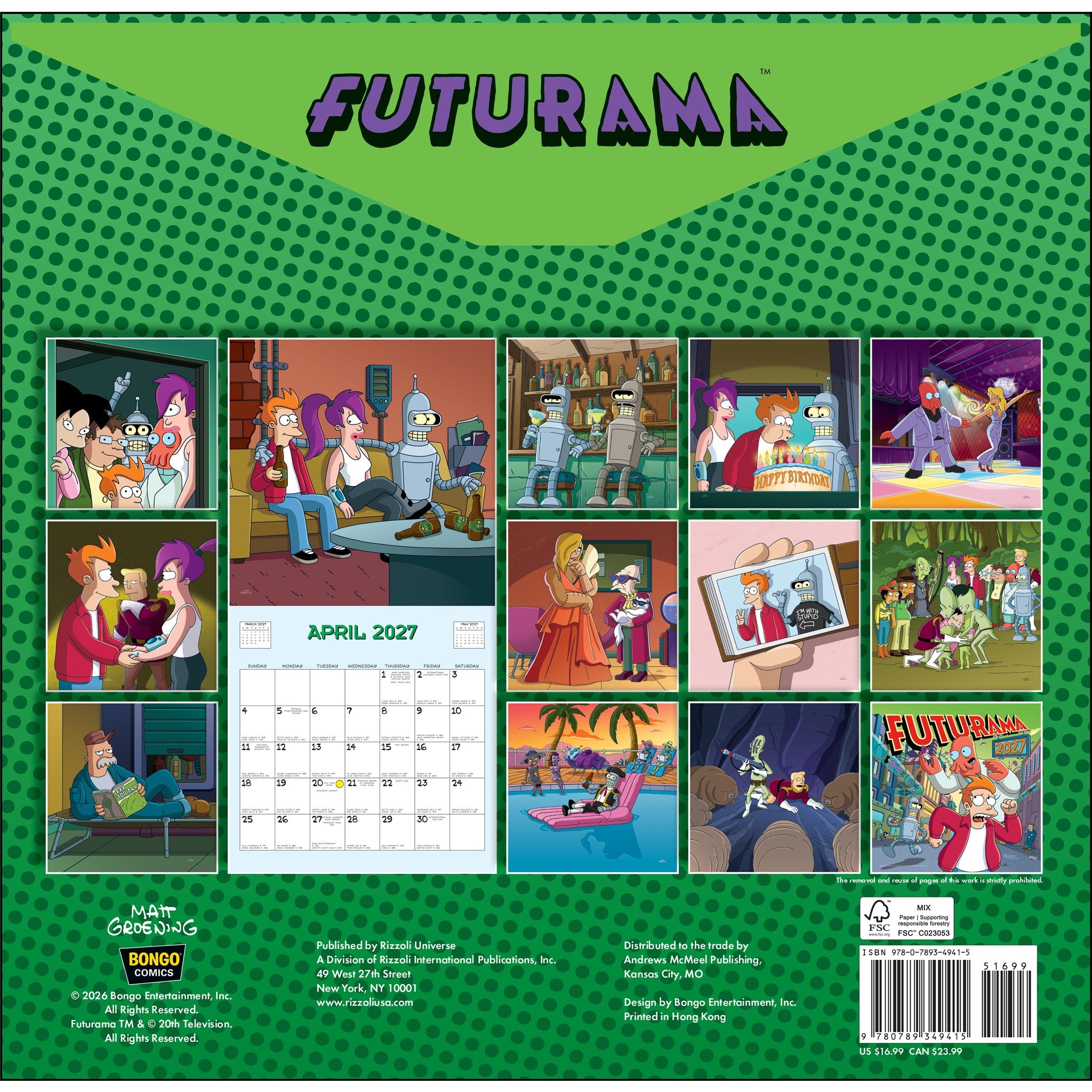 Futurama 2027 Wall Calendar