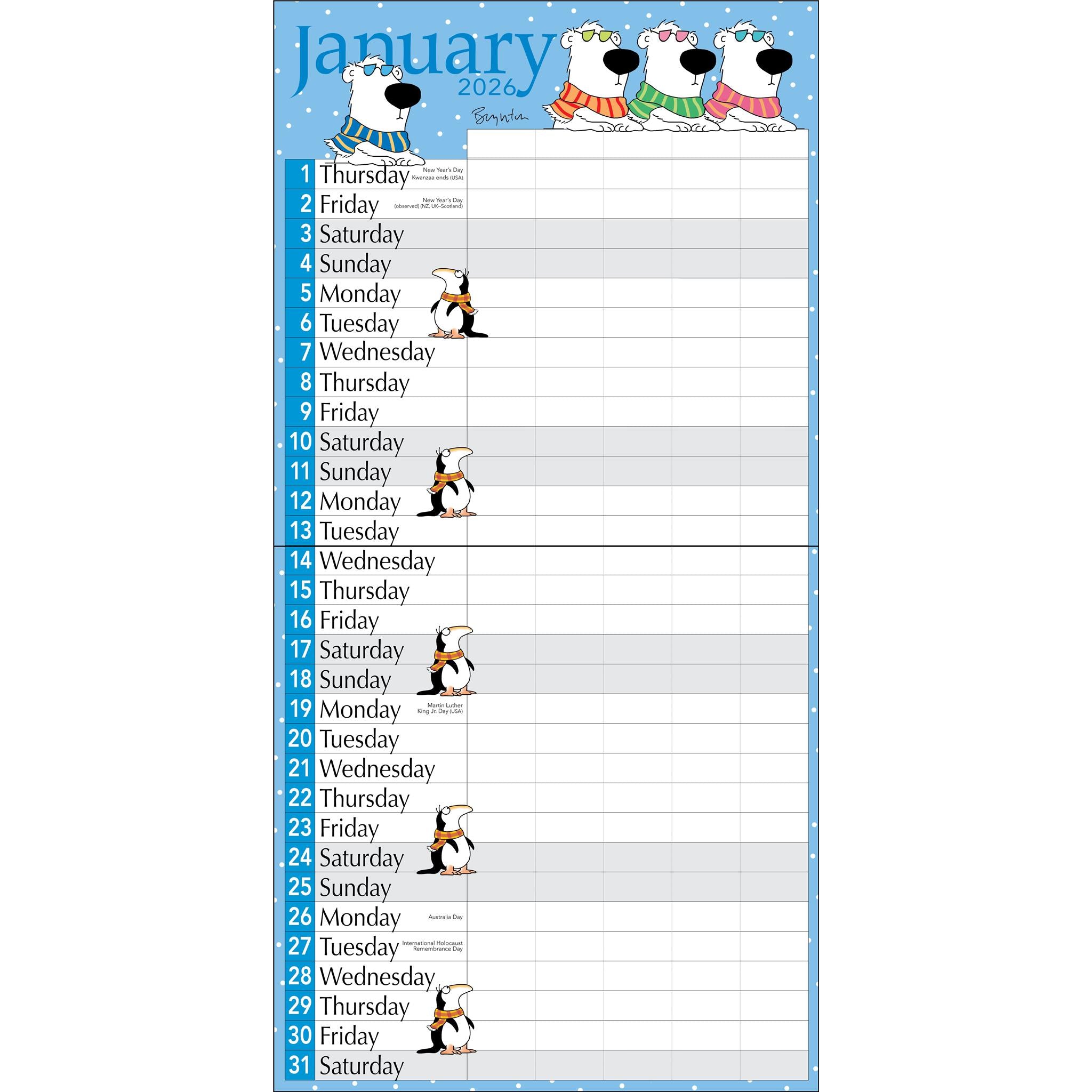 Sandra Boynton's My Family 2025-2026 Wall Calendar