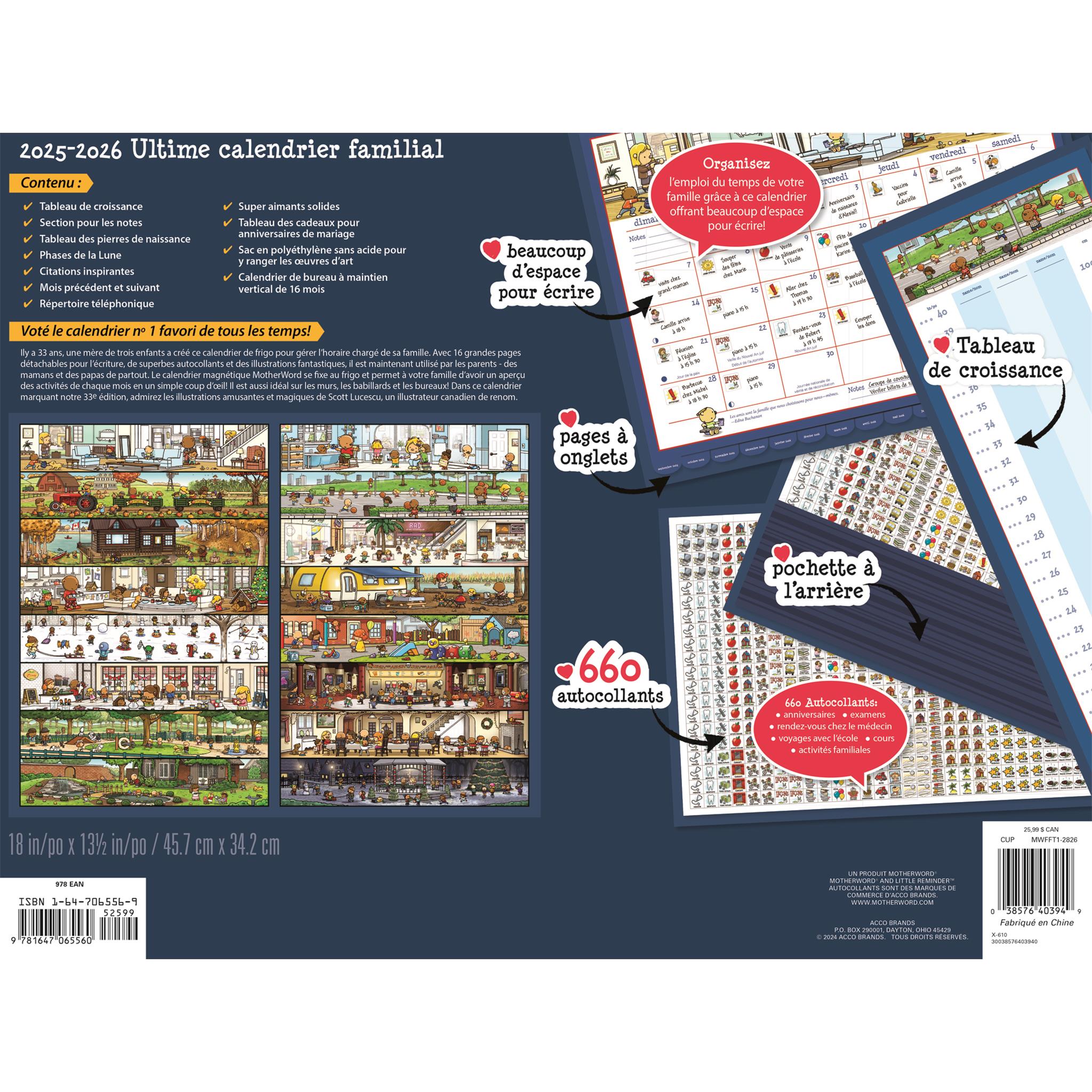 Motherword 2025-2026 Deluxe Wall Calendar (French)