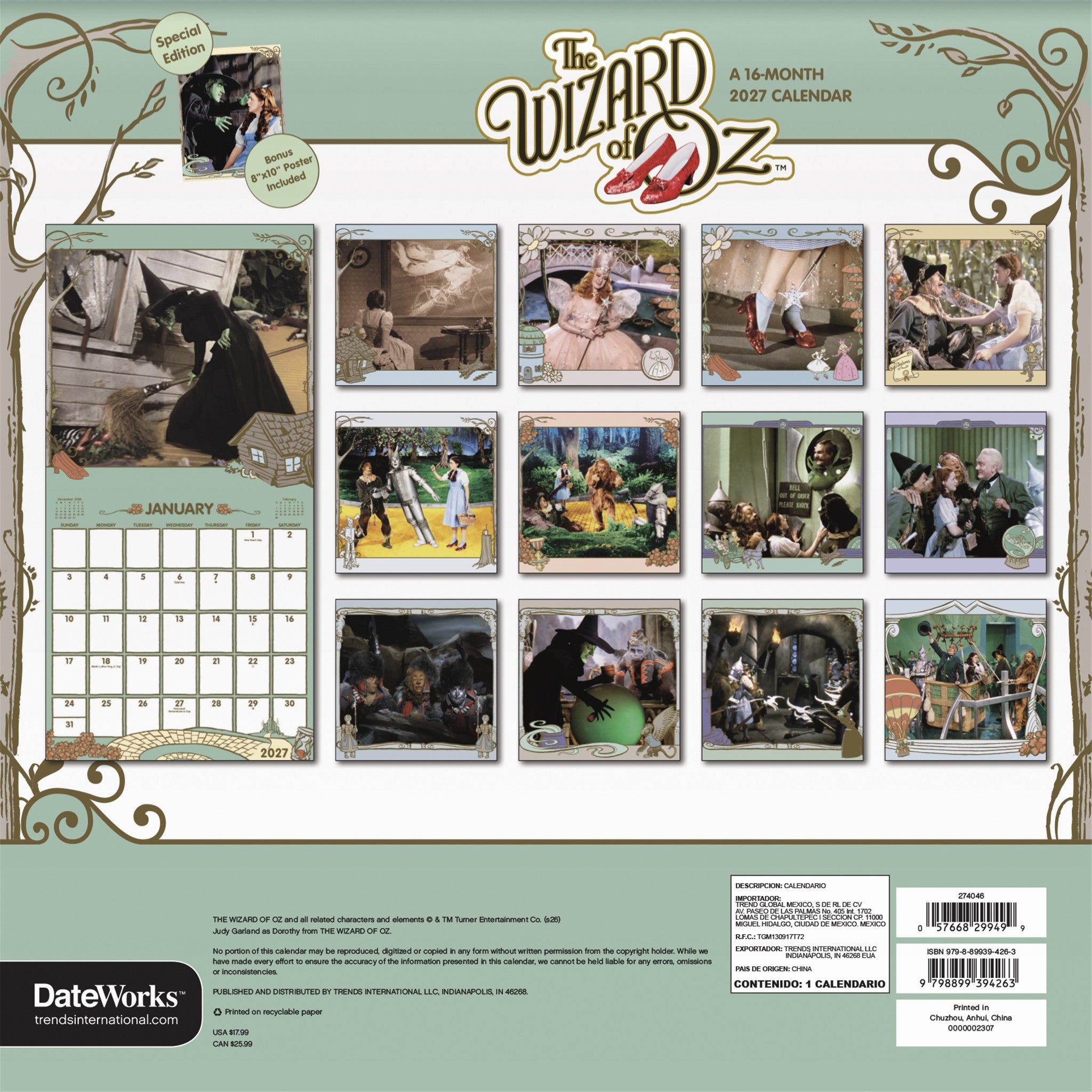 The Wizard of Oz Exclusive with Print 2027 Wall Calendar