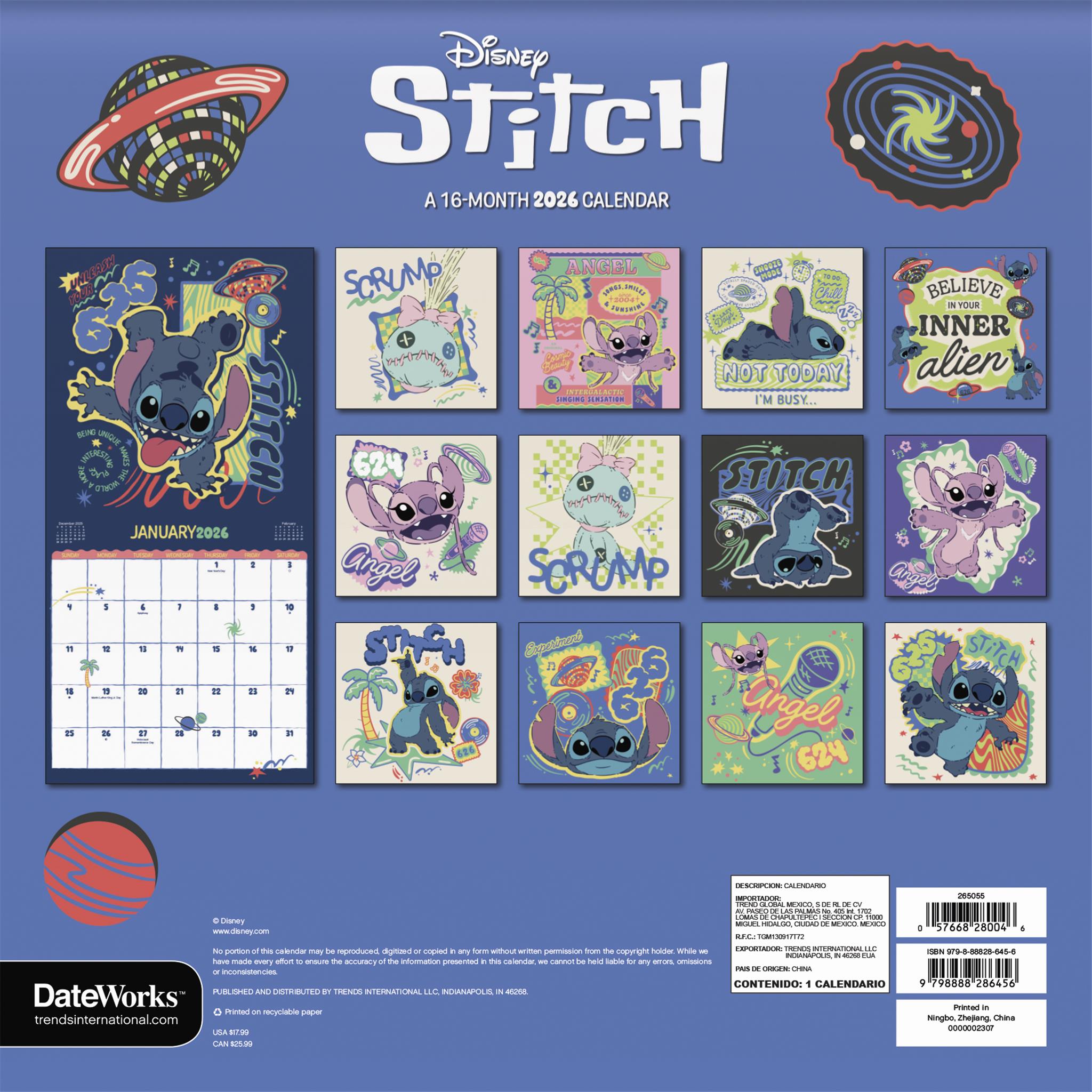 Stitch 2026 Wall Calendar
