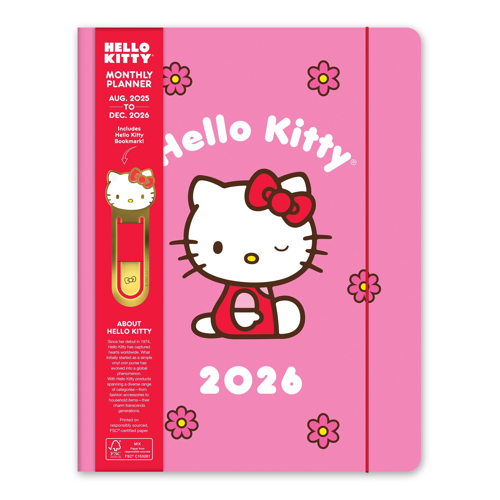 Hello Kitty Playful Pink Just Right 2025-2026 Monthly Planner Calendar - Online Only