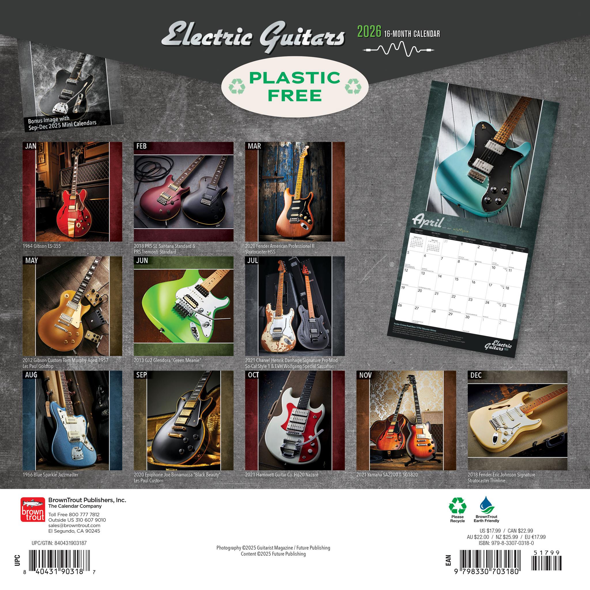 Electric Guitars 2026 Wall Calendar