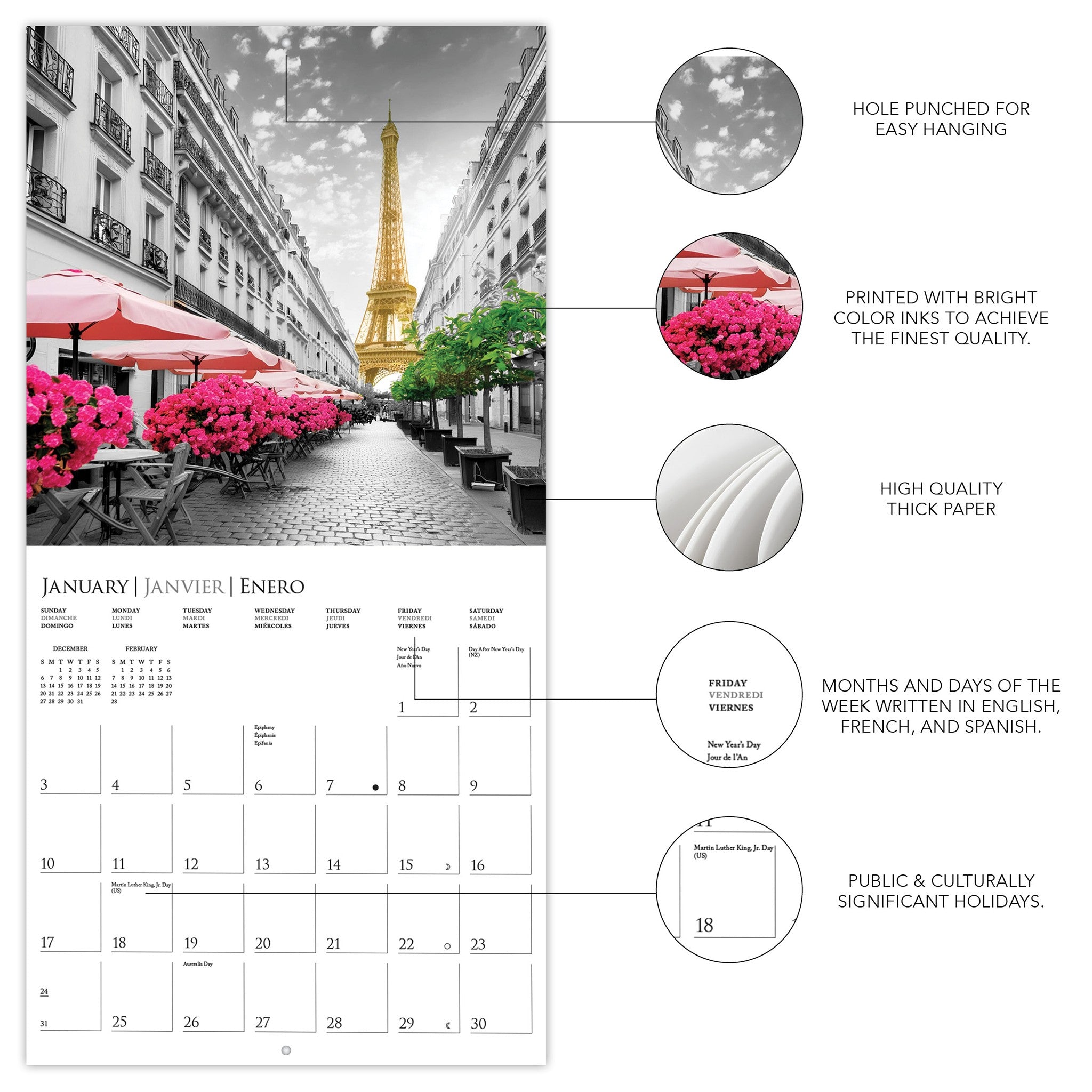 Paris Glitz 2027 Wall Calendar