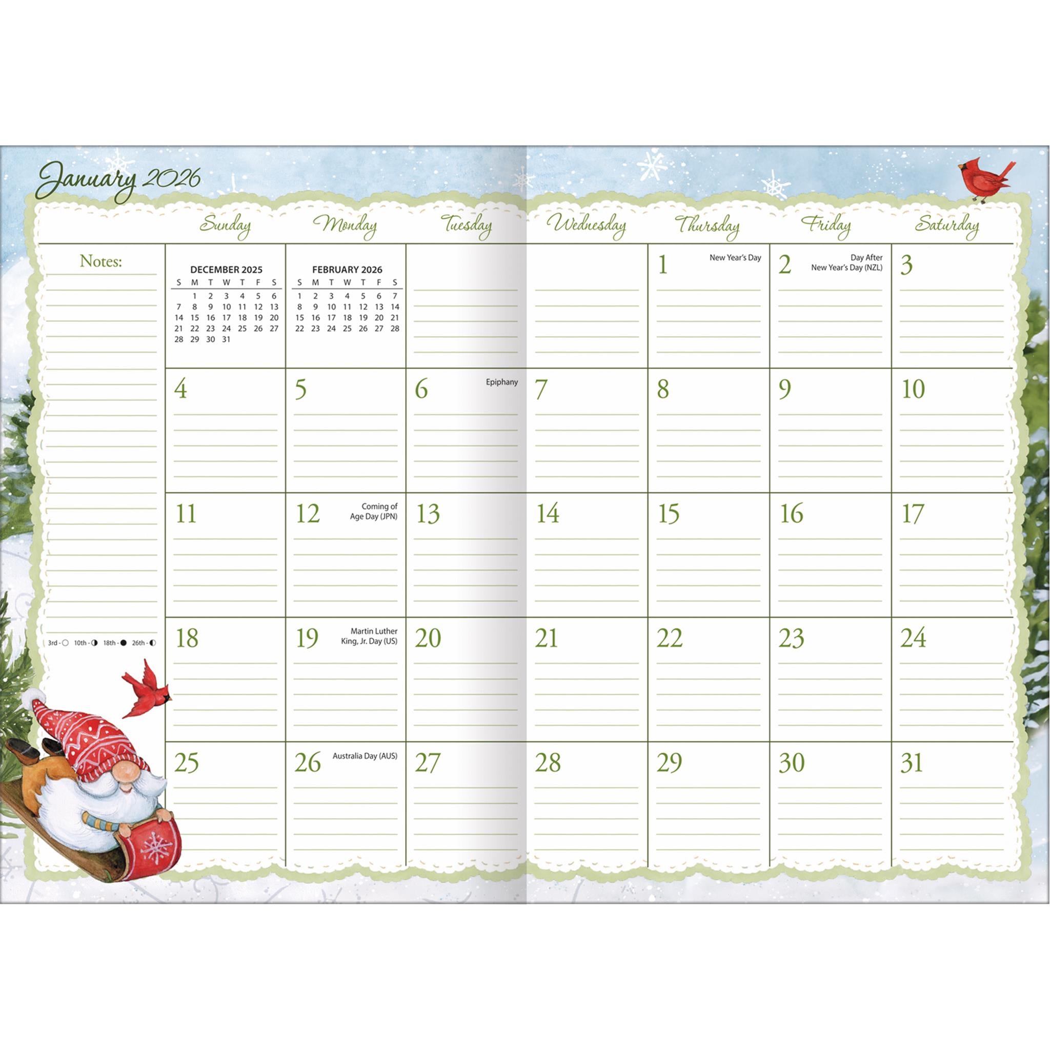 Gnome Sweet Gnome 2026 Monthly Pocket Planner