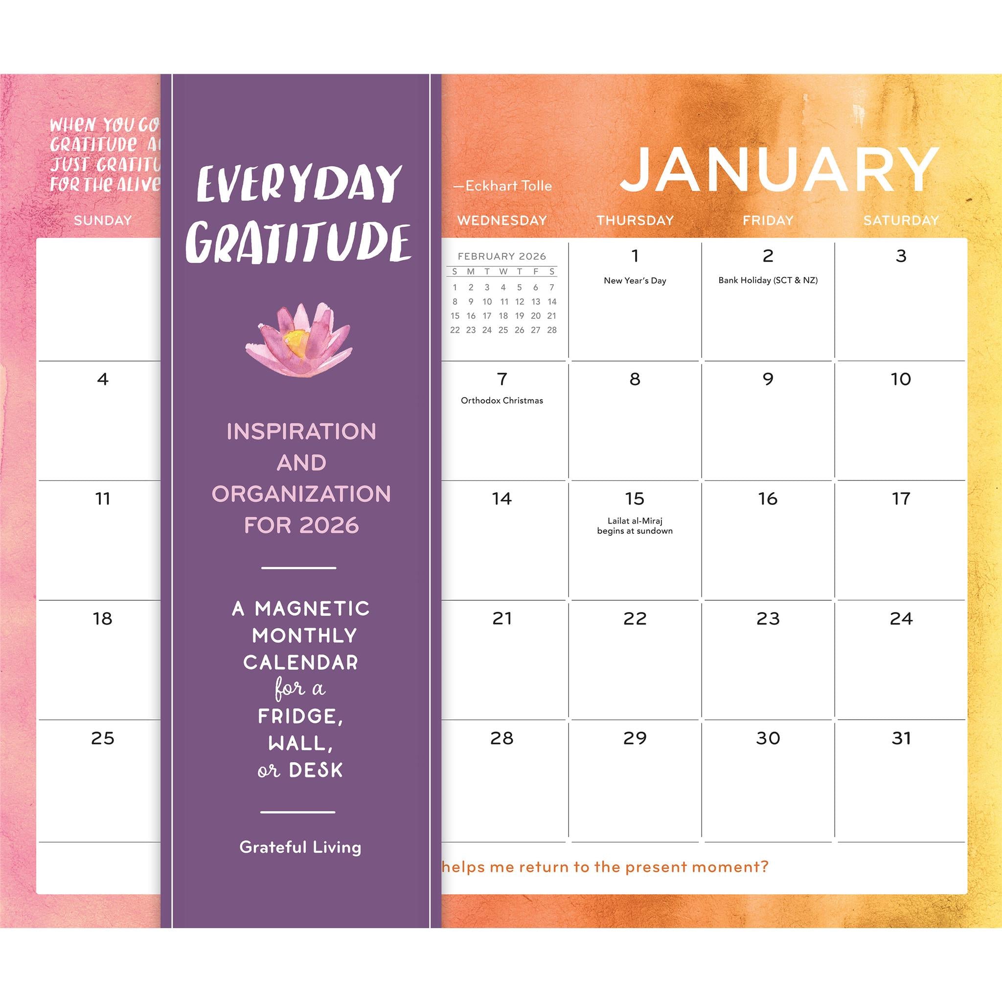 Everyday Gratitude 2026 Mini Magnetic Calendar - Online Only