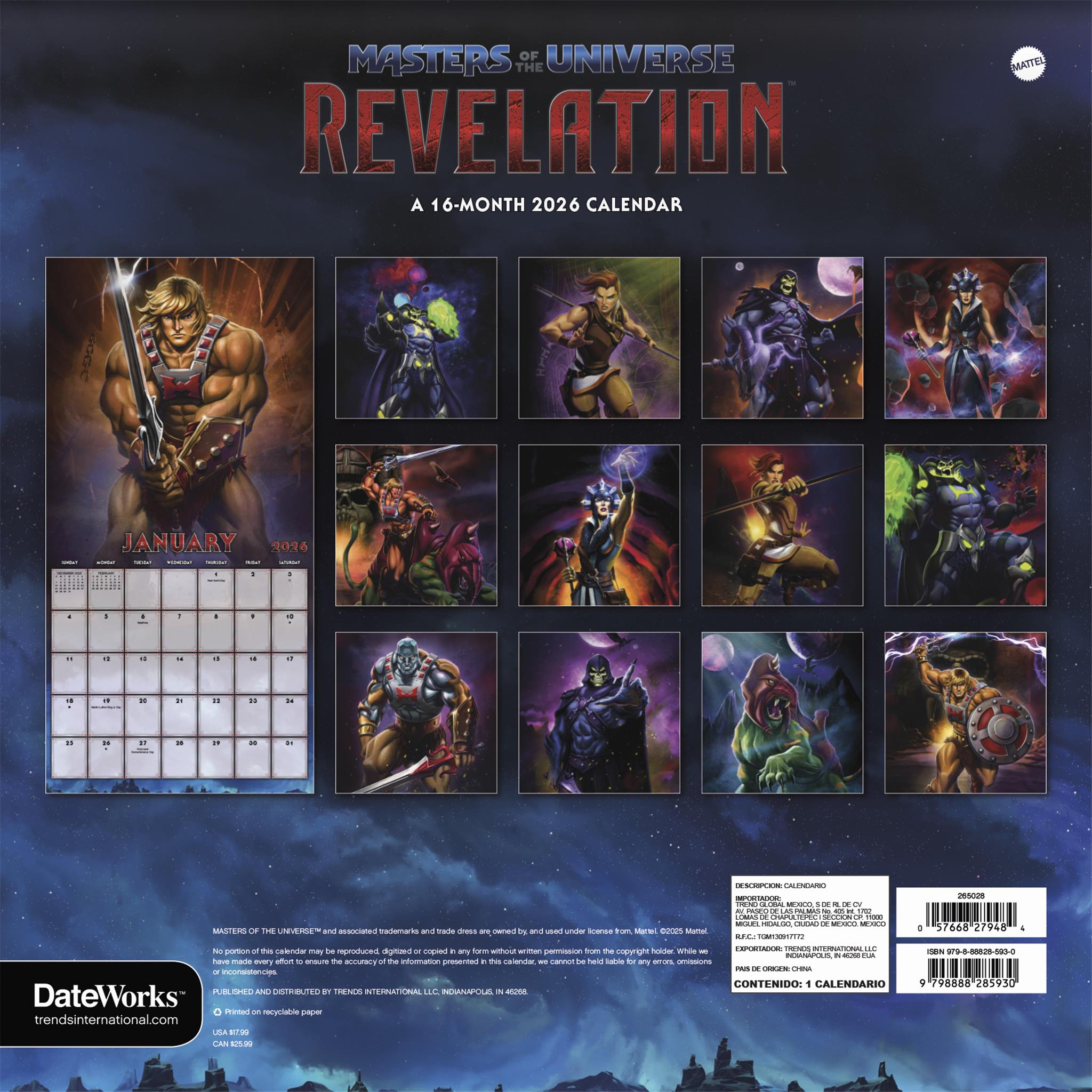Masters Of The Universe 2026 Wall Calendar - Online Only