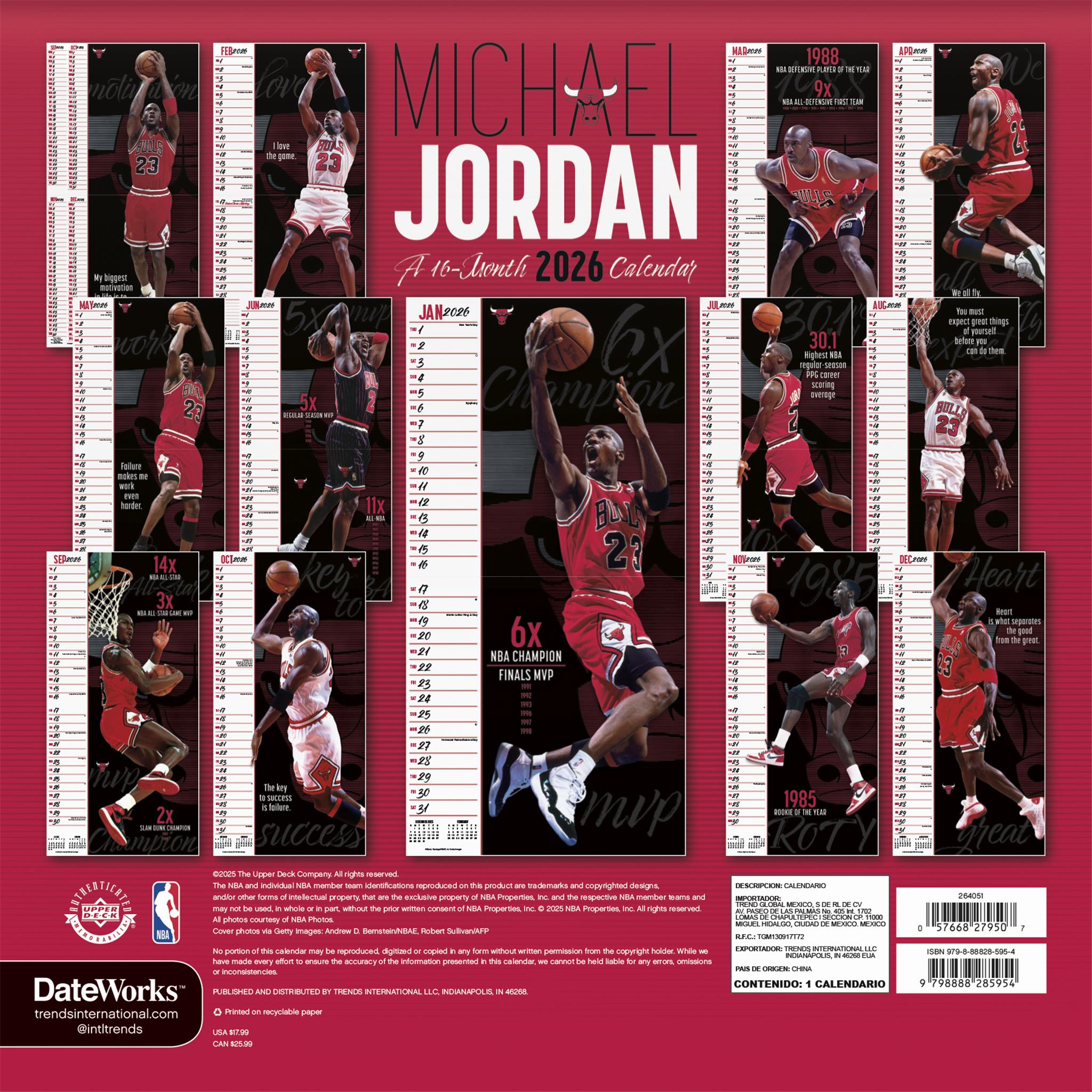 NBA Michael Jordan 2026 Wall Calendar