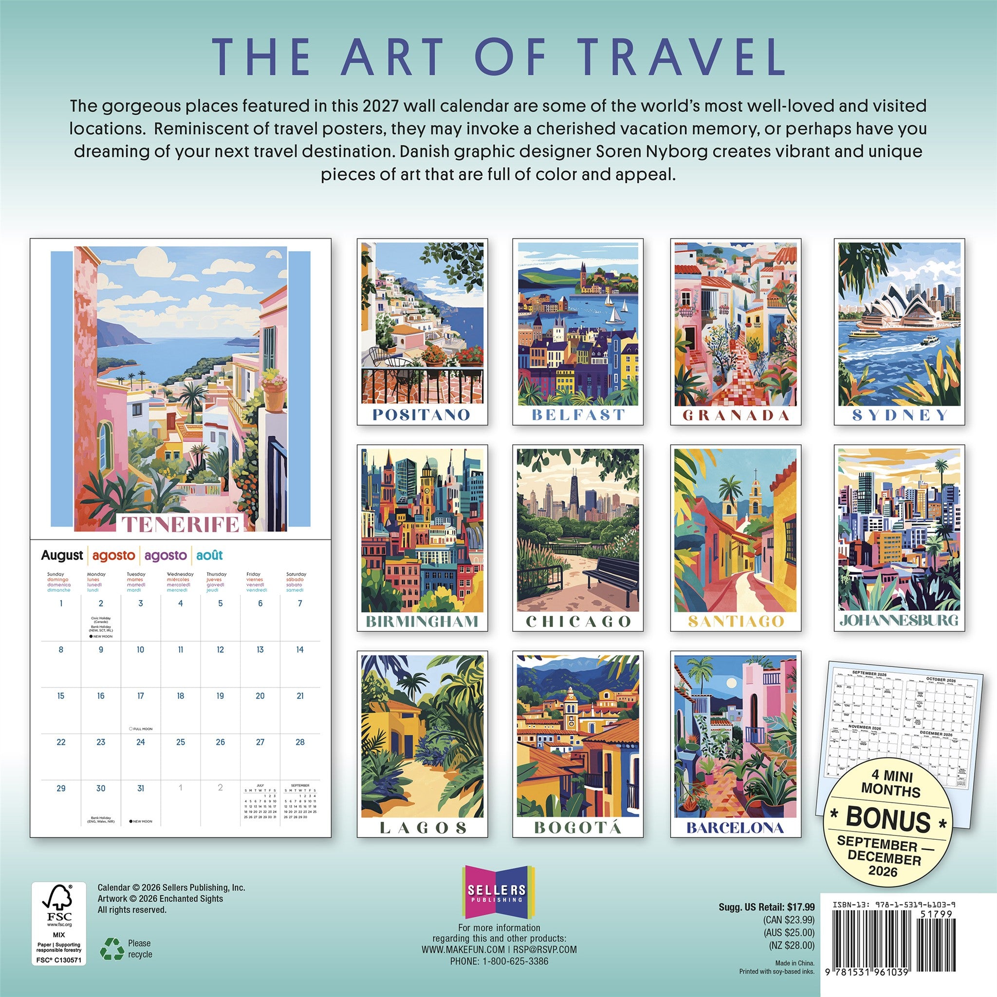 The Art of Travel 2027 Wall Calendar - Online Only