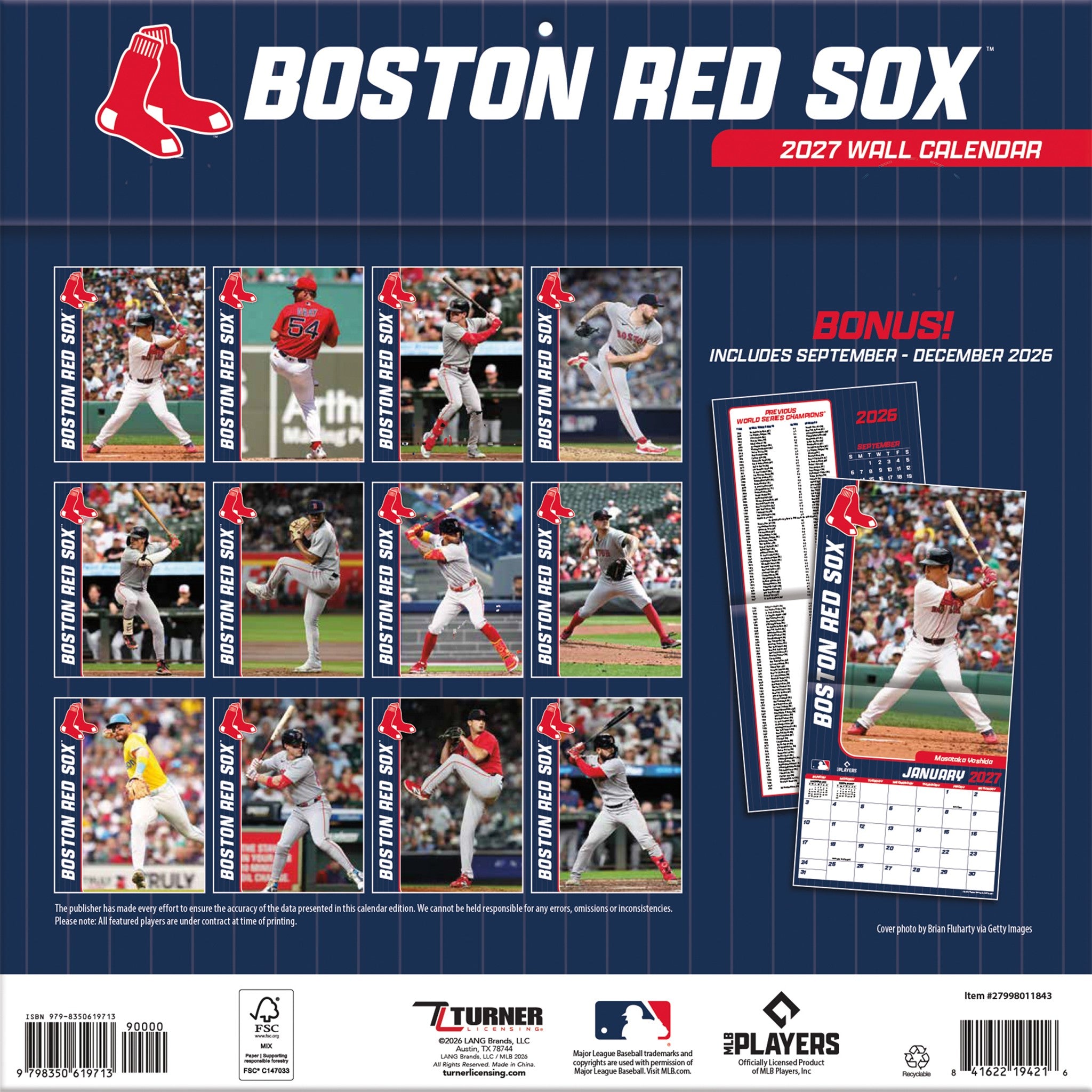 MLB Boston Red Sox 2027 Wall Calendar