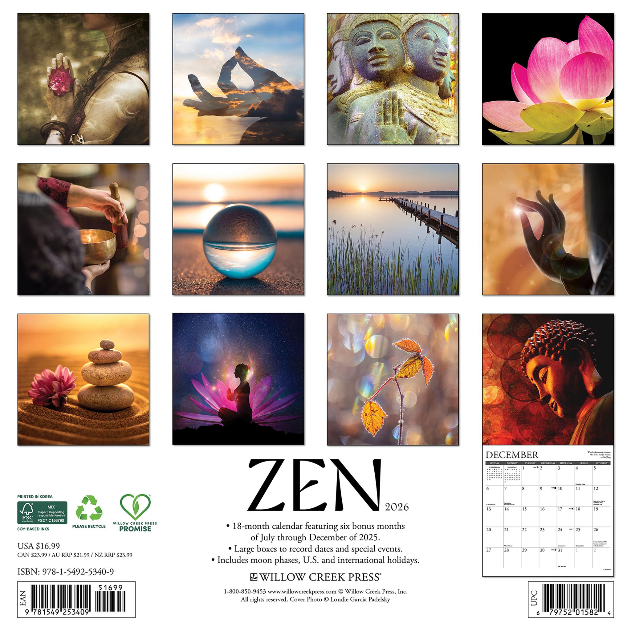 Zen 2026 Wall Calendar