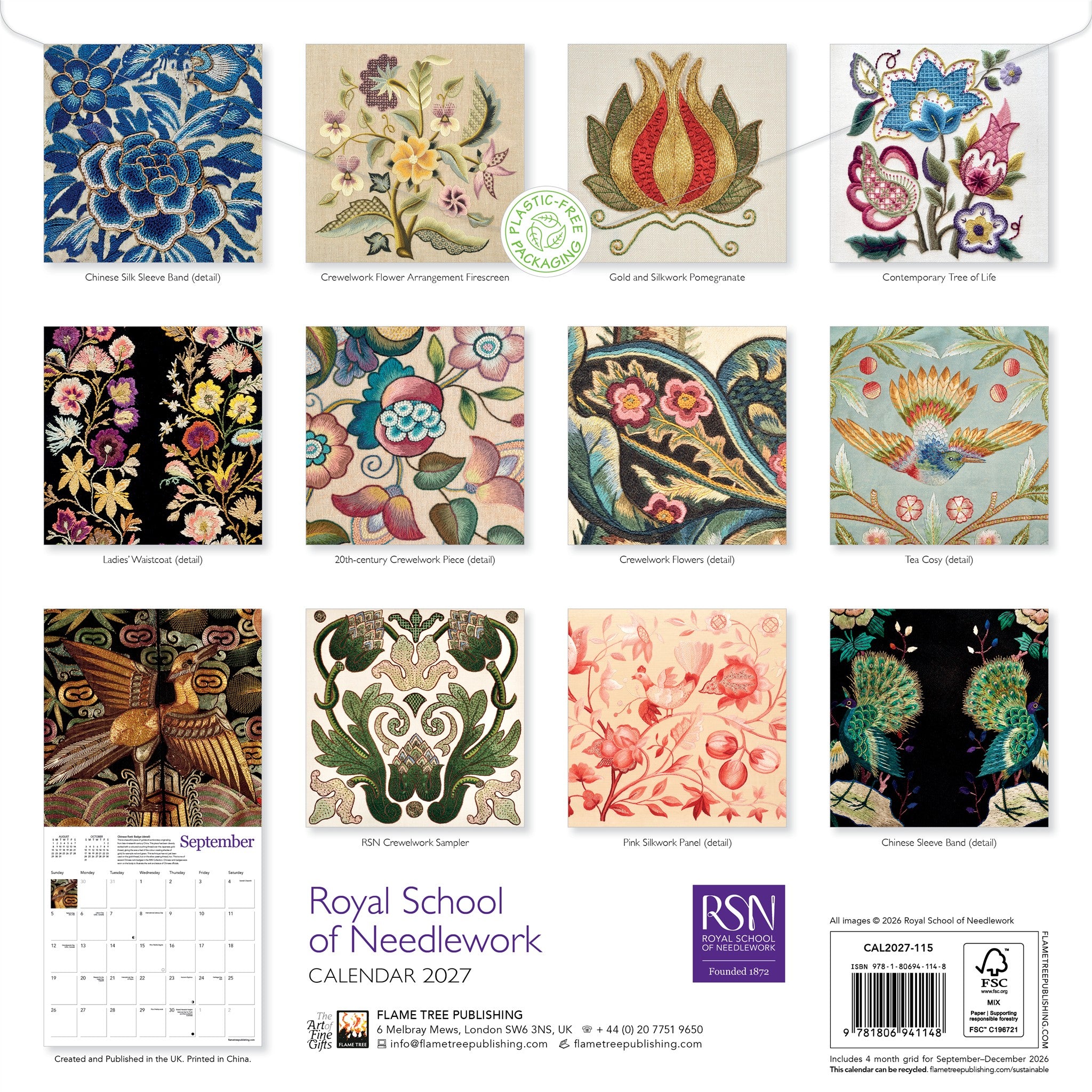 Royal School of Needlework 2027 Wall Calendar