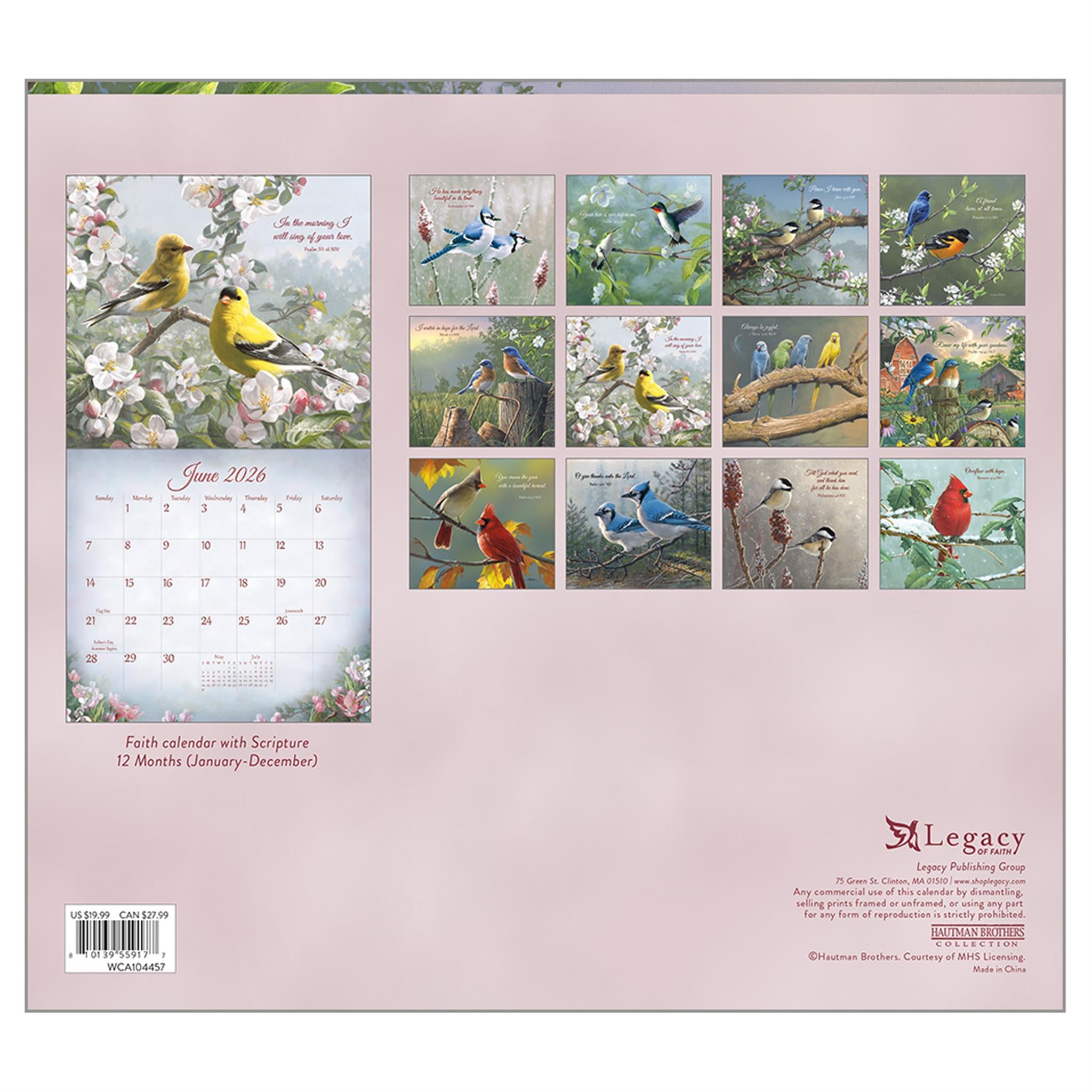 Songbirds Of Faith 2026 Deluxe Wall Calendar - Online Only