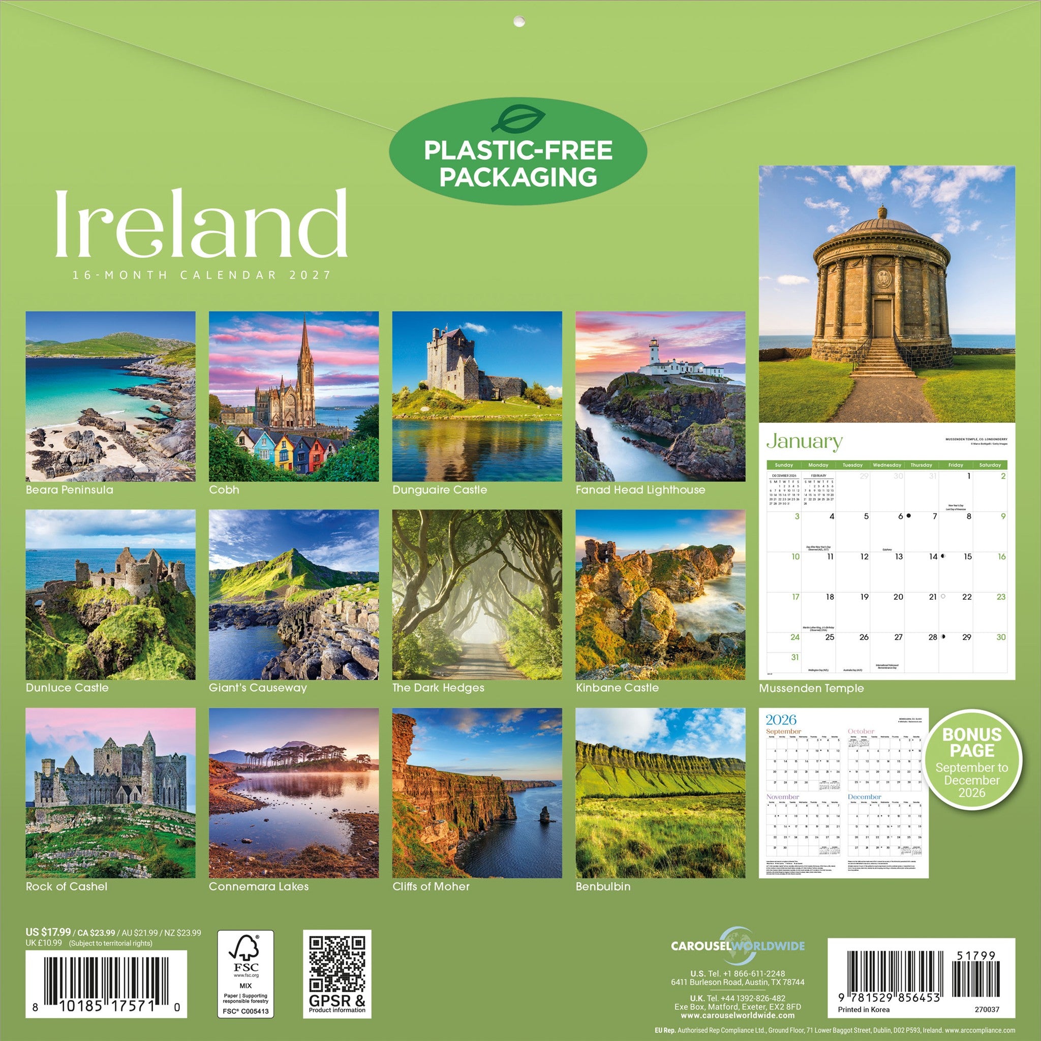 Ireland 2027 Wall Calendar