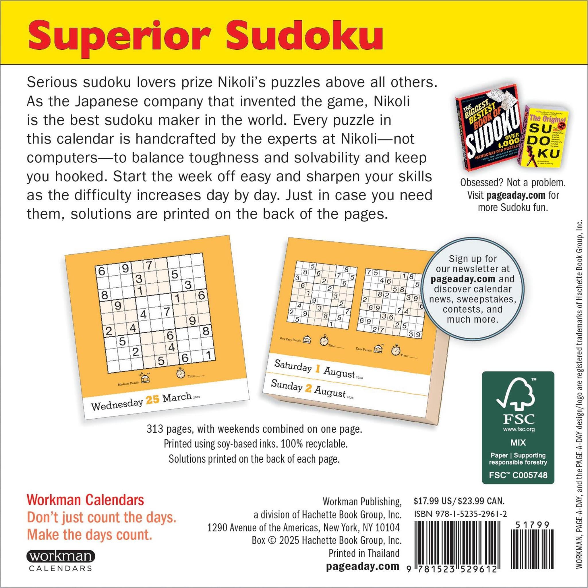 Sudoku 2026 Box Calendar