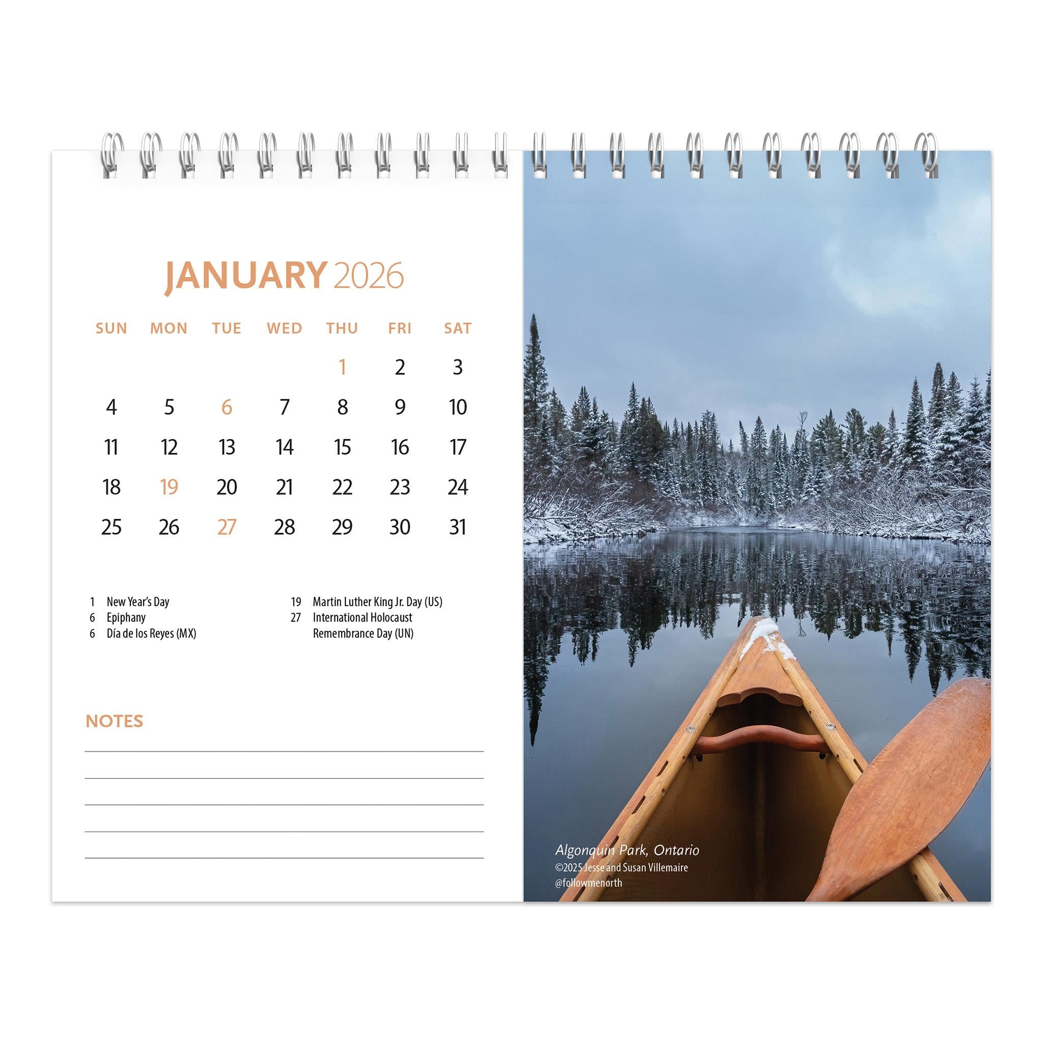 Canadian Geographic Scenic Double View 2026 Easel Calendar