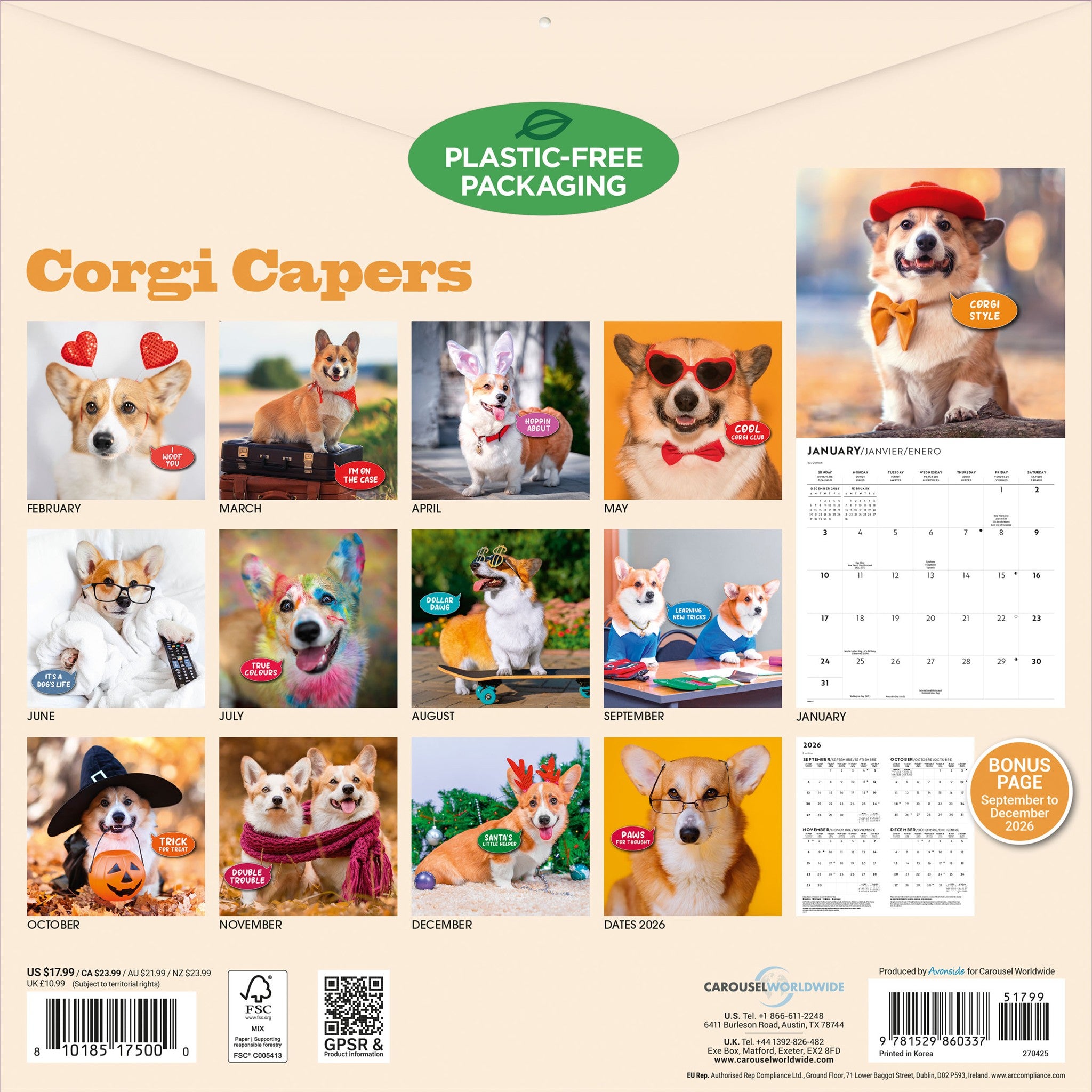 Corgi Capers 2027 Wall Calendar