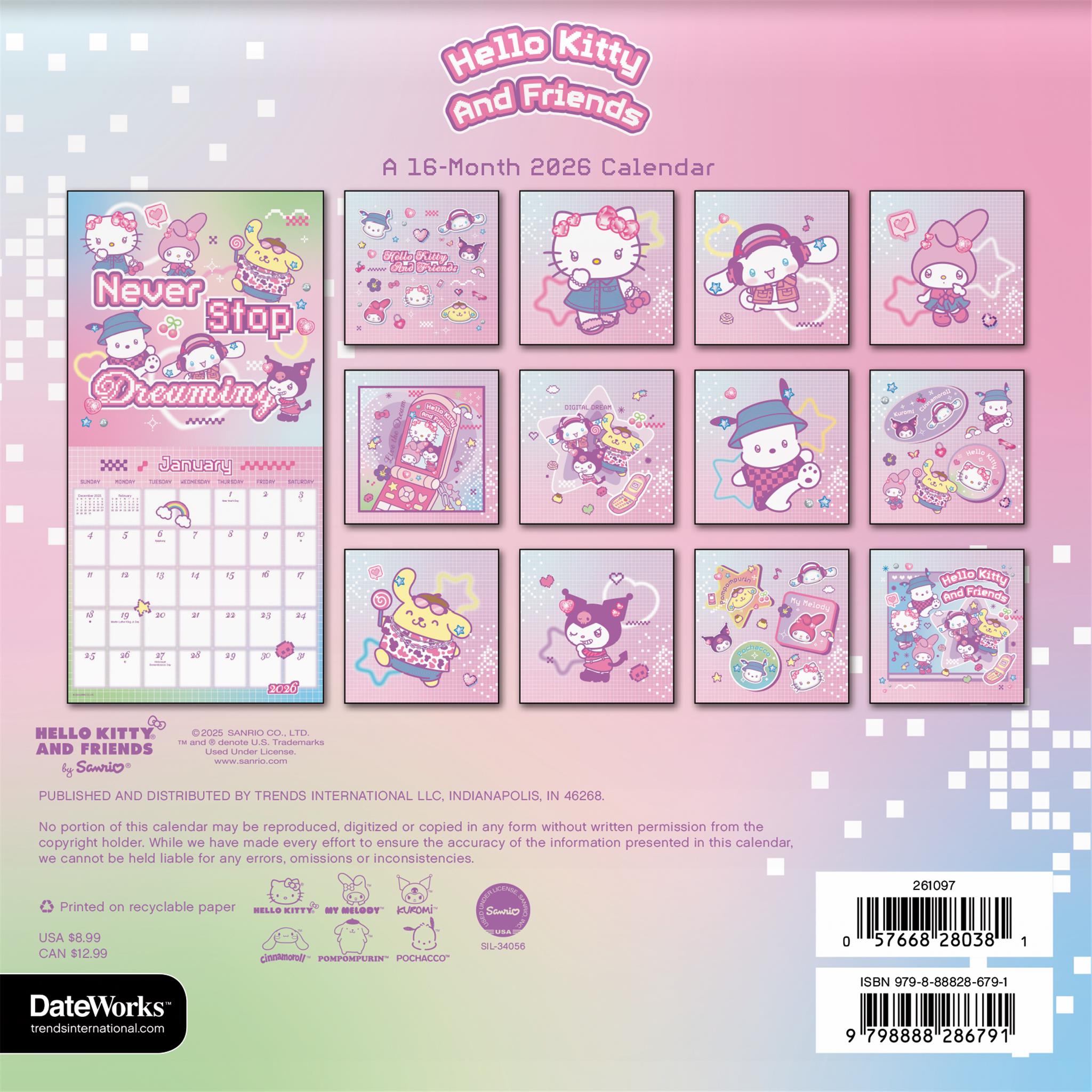 Hello Kitty 2026 Mini Calendar