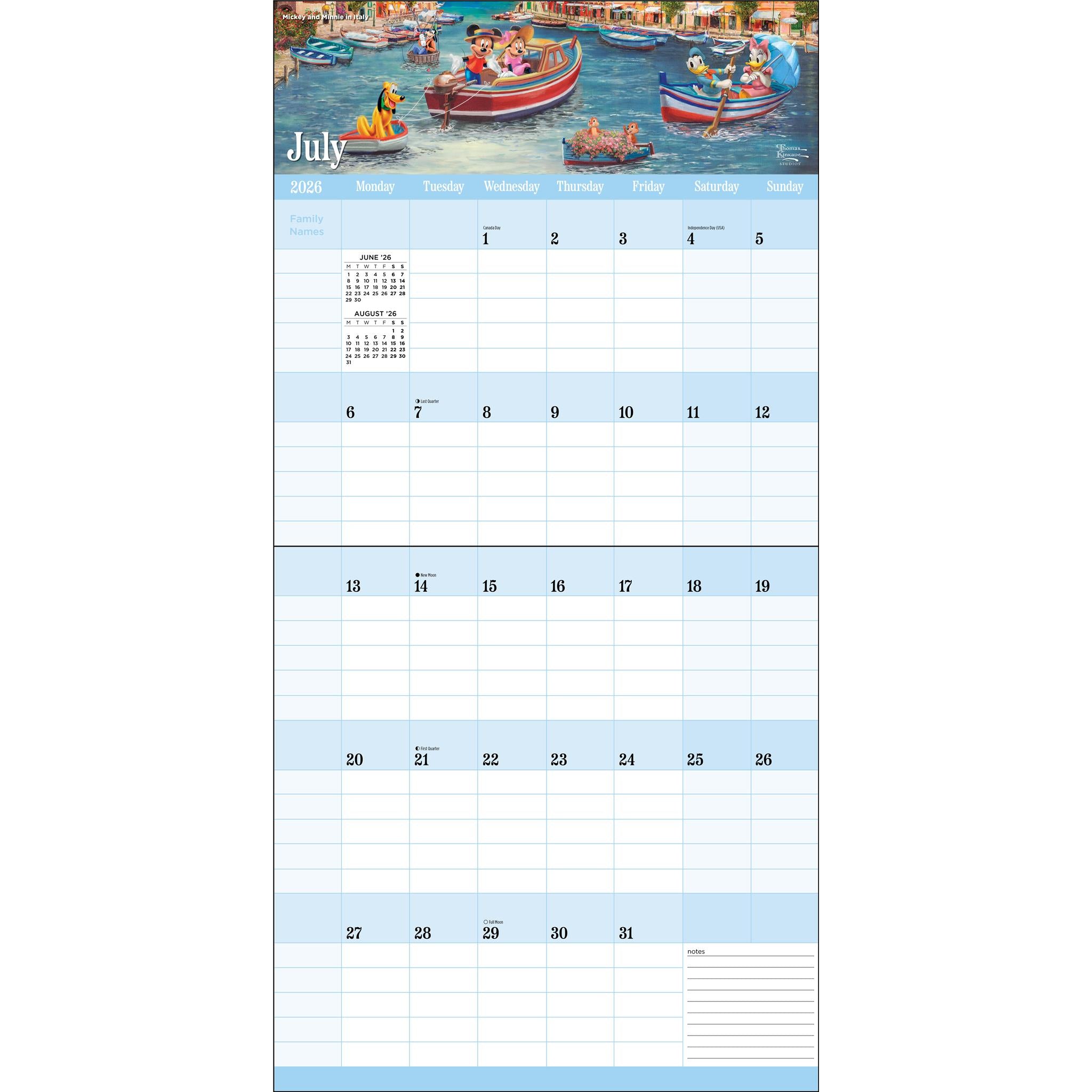 Kinkade Disney Dreams 2025-2026 Wall Calendar