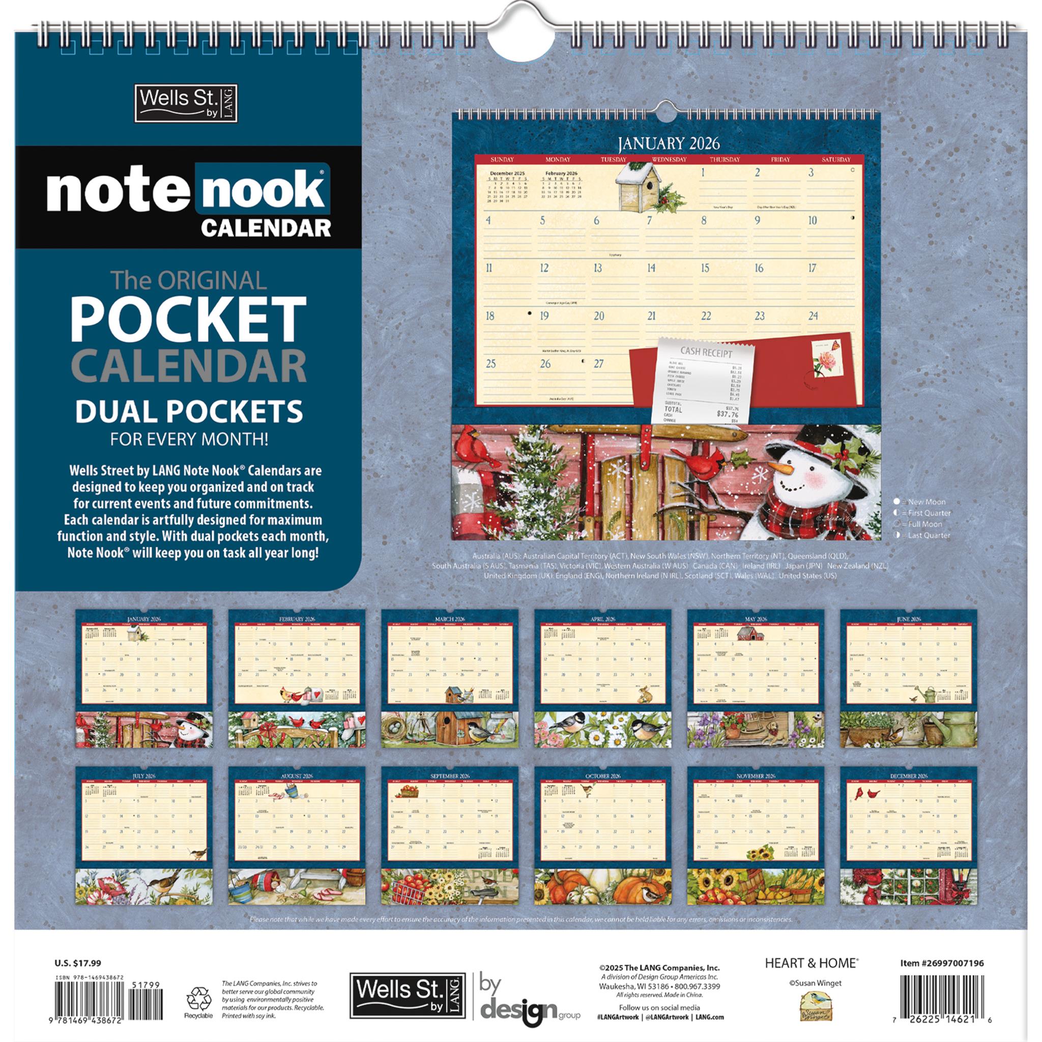 Heart And Home Note Nook 2026 Wall Calendar