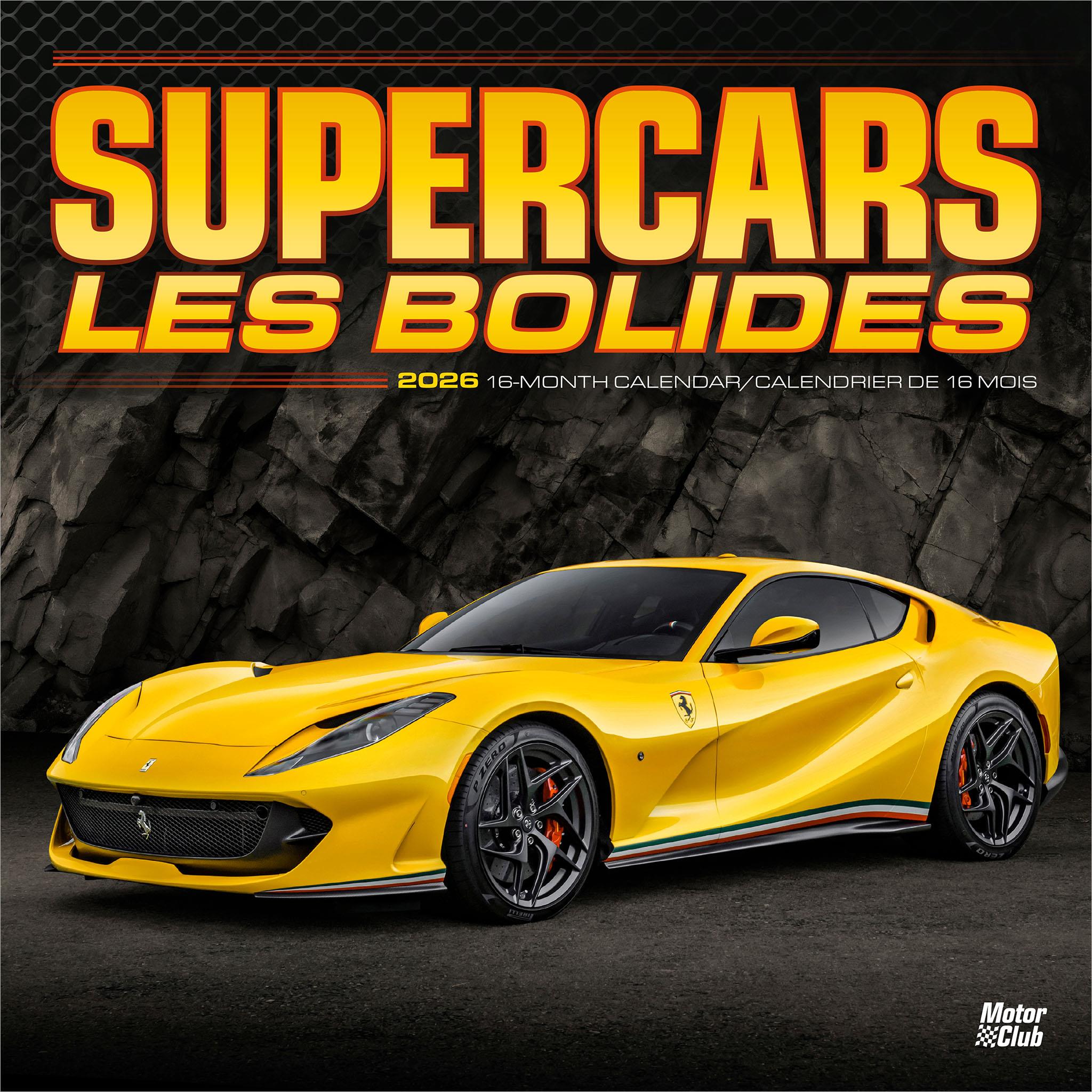 Supercars Les Bolides 2026 Wall Calendar (French)