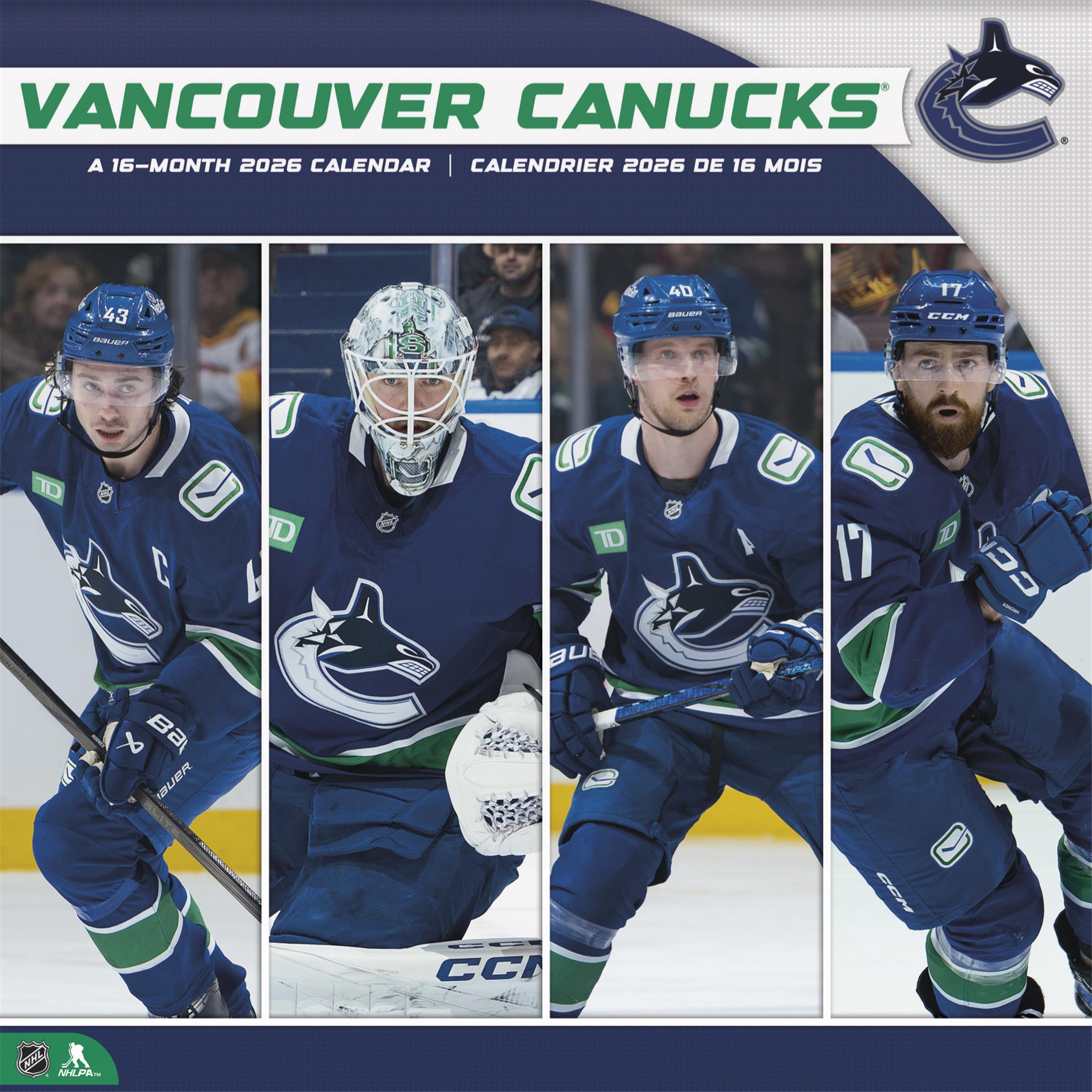 NHL Vancouver Canucks Bilingual 2026 Wall Calendar