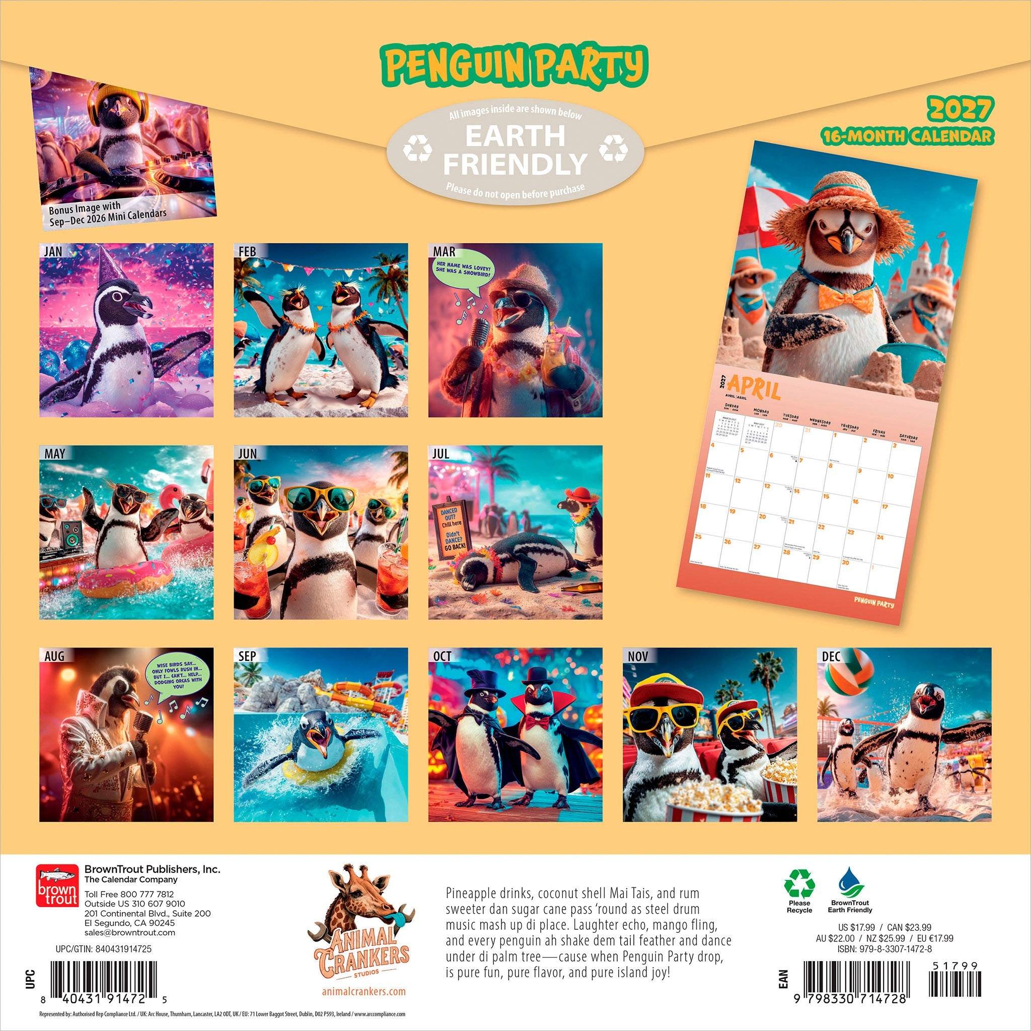 Penguin Party 2027 Wall Calendar