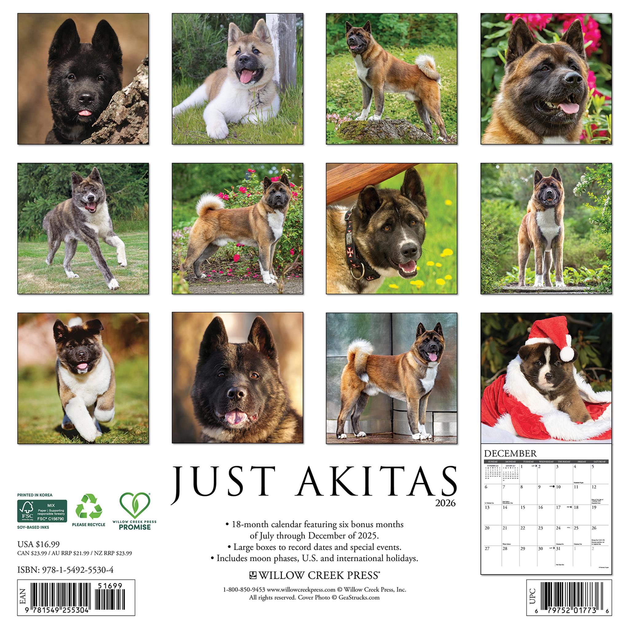 Just Akitas 2026 Wall Calendar - Online Only