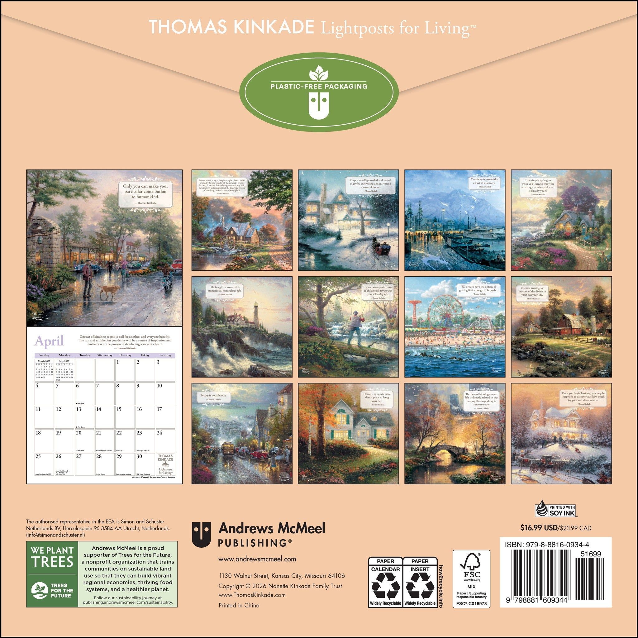 Thomas Kinkade Lightposts for Living 2027 Wall Calendar