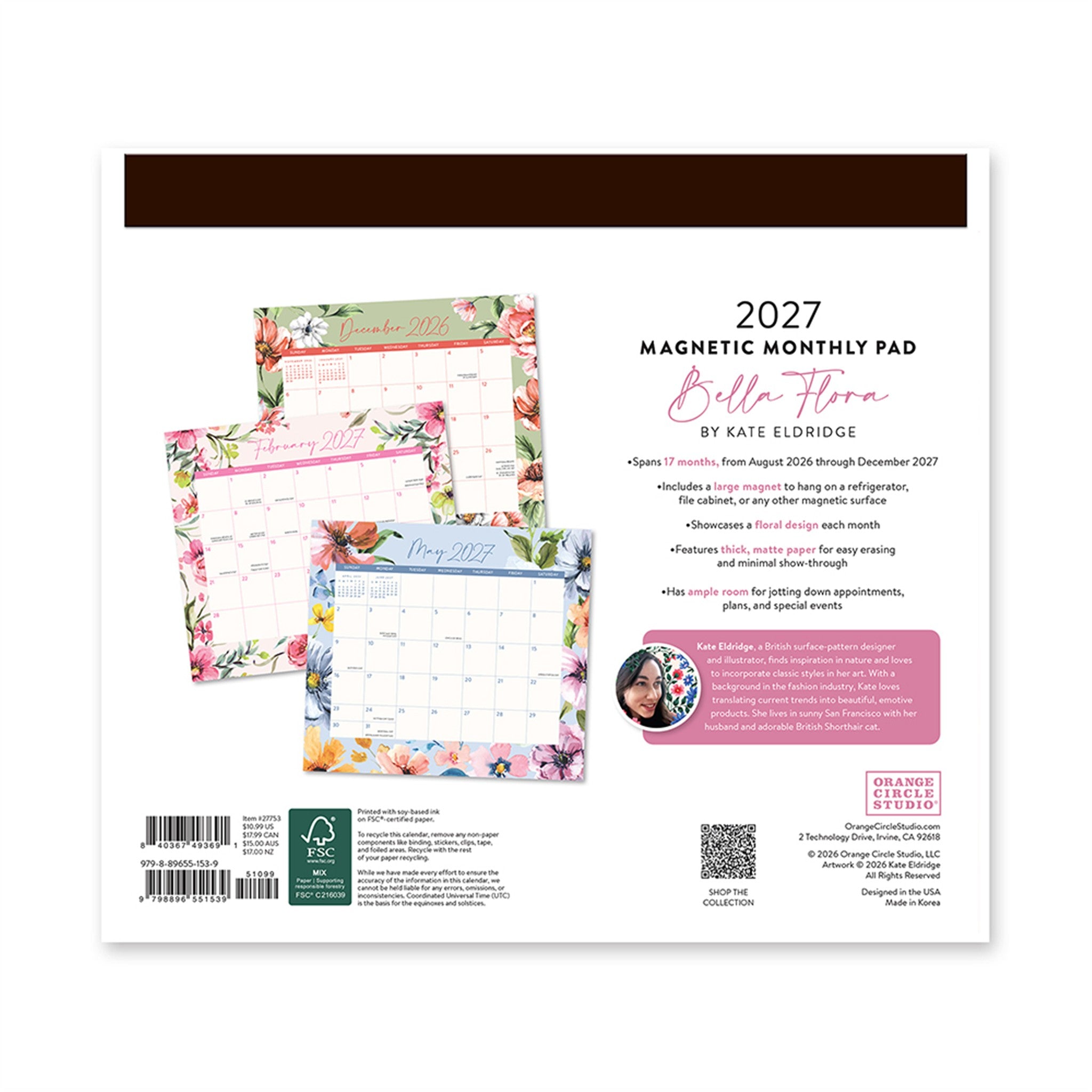 Belle Flora Magnetic Pad Exclusive 2026-2027 Mini Calendar