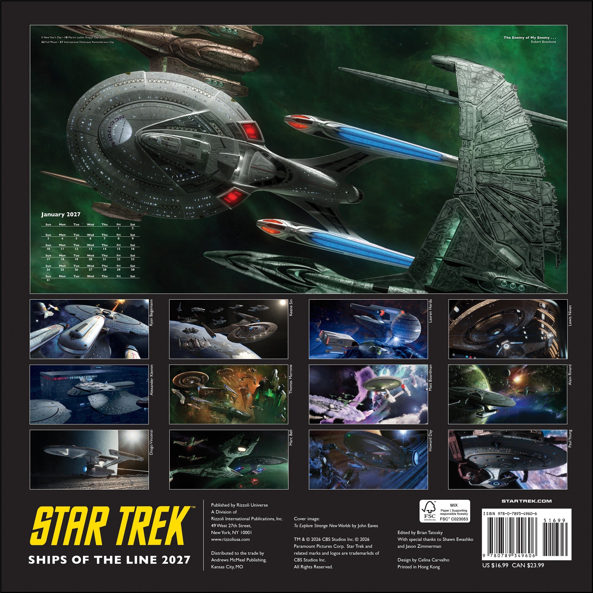 Star Trek Ships of the Line 2027 Wall Calendar