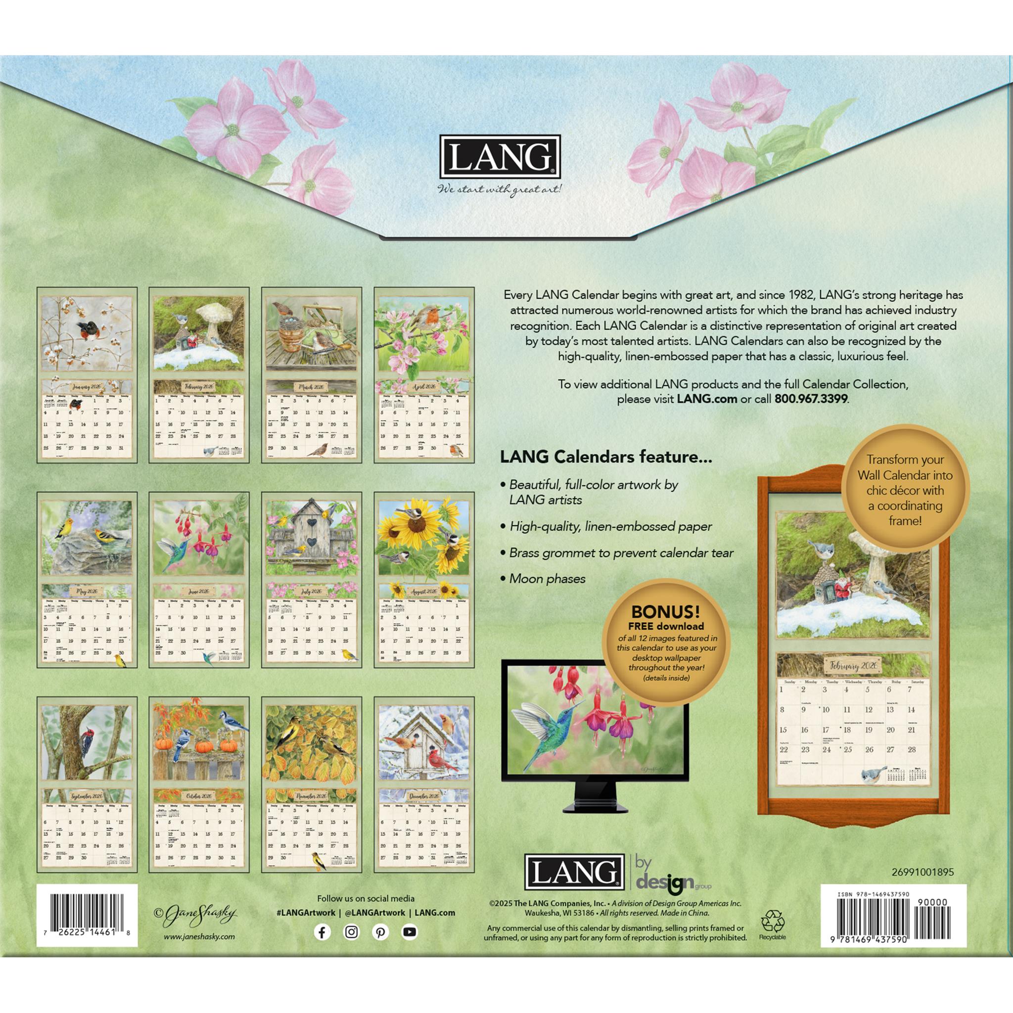 Birds In The Garden 2026 Deluxe Wall Calendar - Online Only