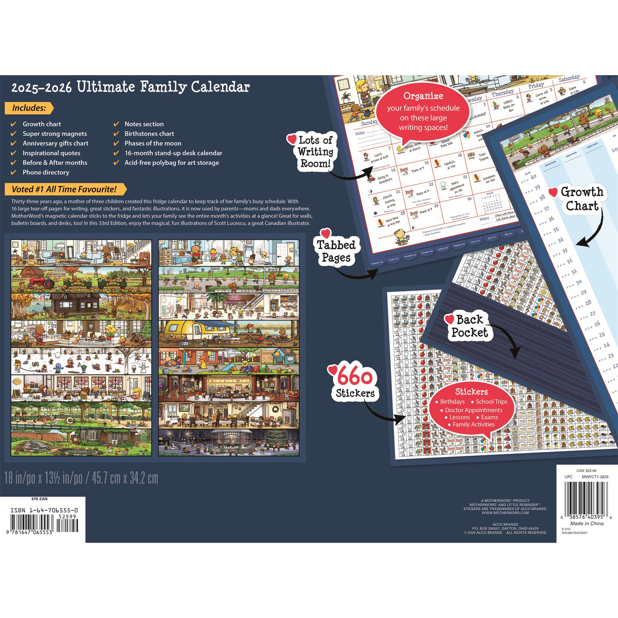 Motherword Deluxe English 2025-2026 Wall Calendar