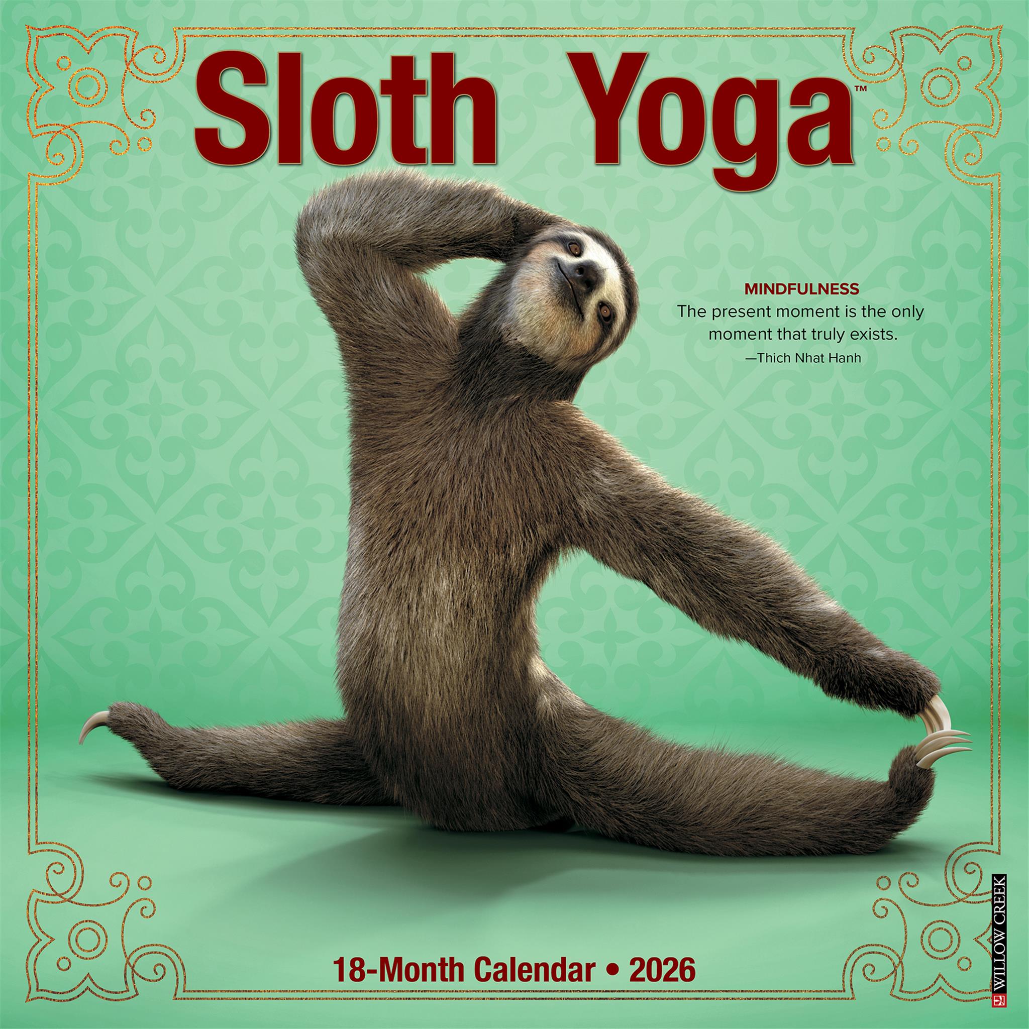 Sloth Yoga 2026 Wall Calendar
