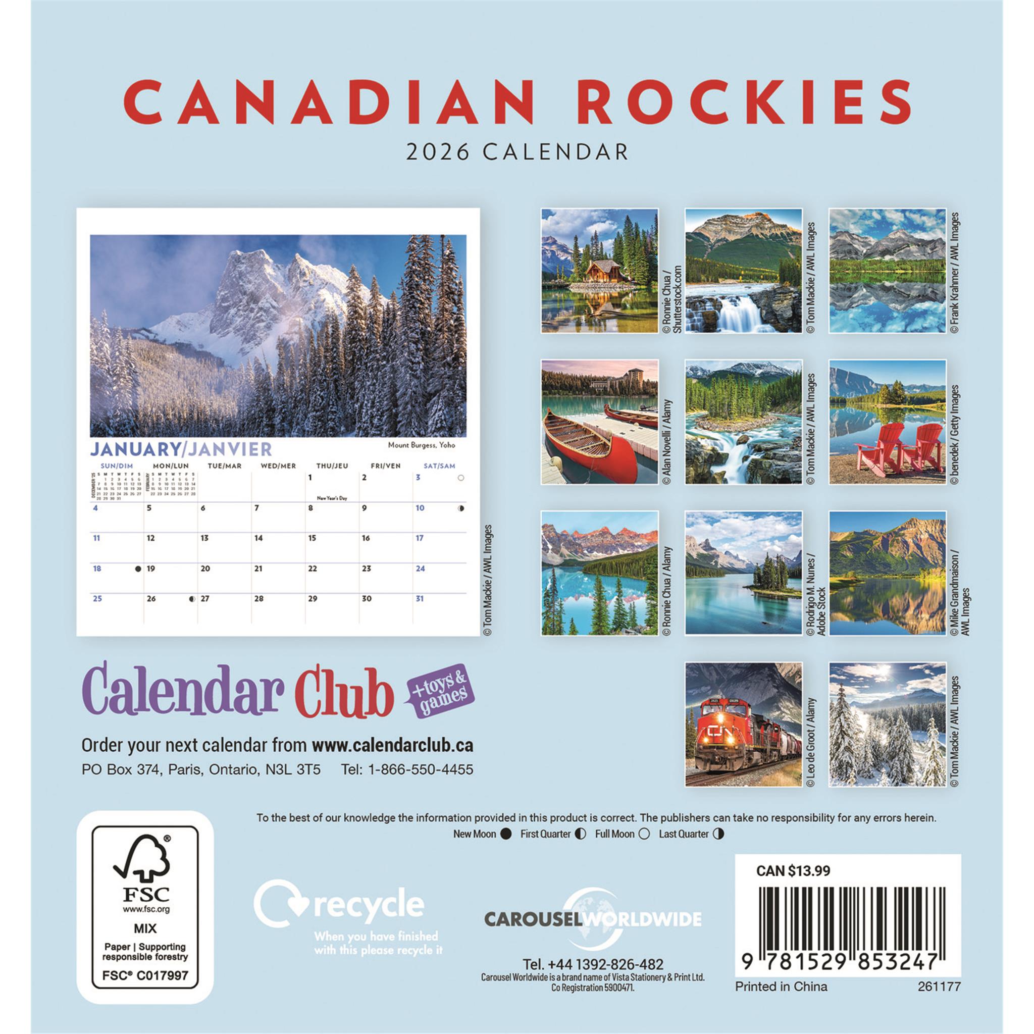 Canadian Rockies 2026 Easel Calendar