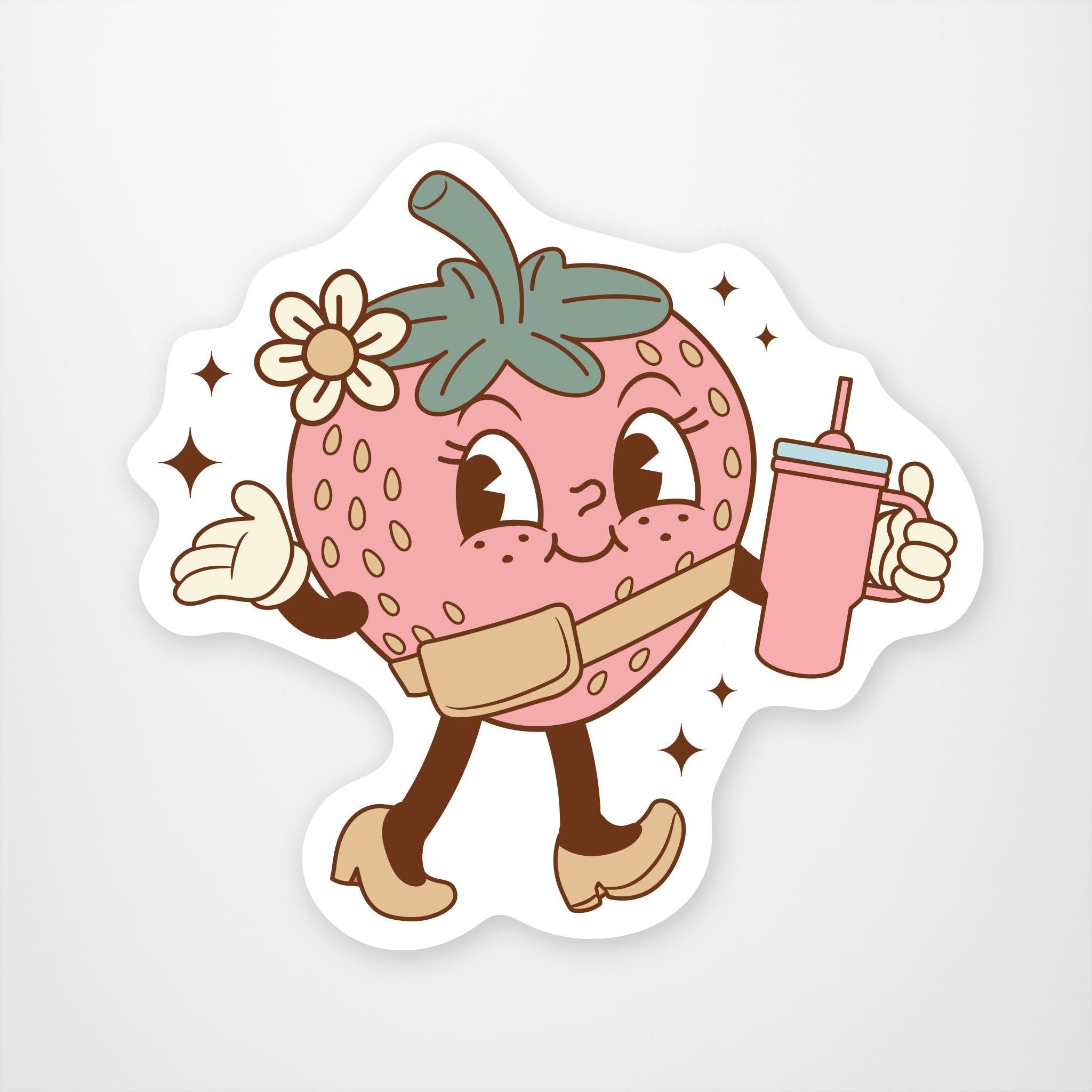 Retro Strawberry Vinyl Sticker