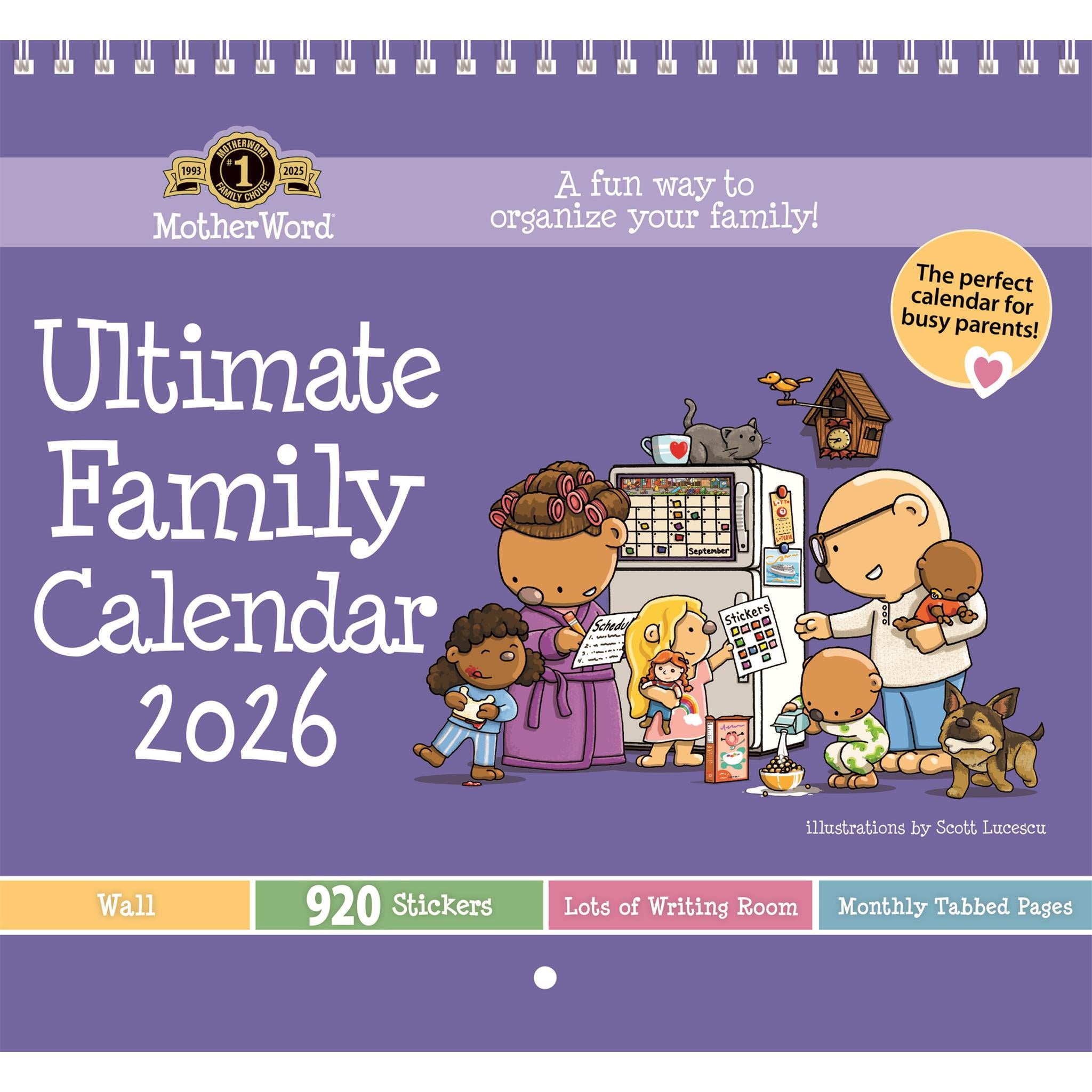 Motherword Tabbed English 2025-2026 Wall Calendar