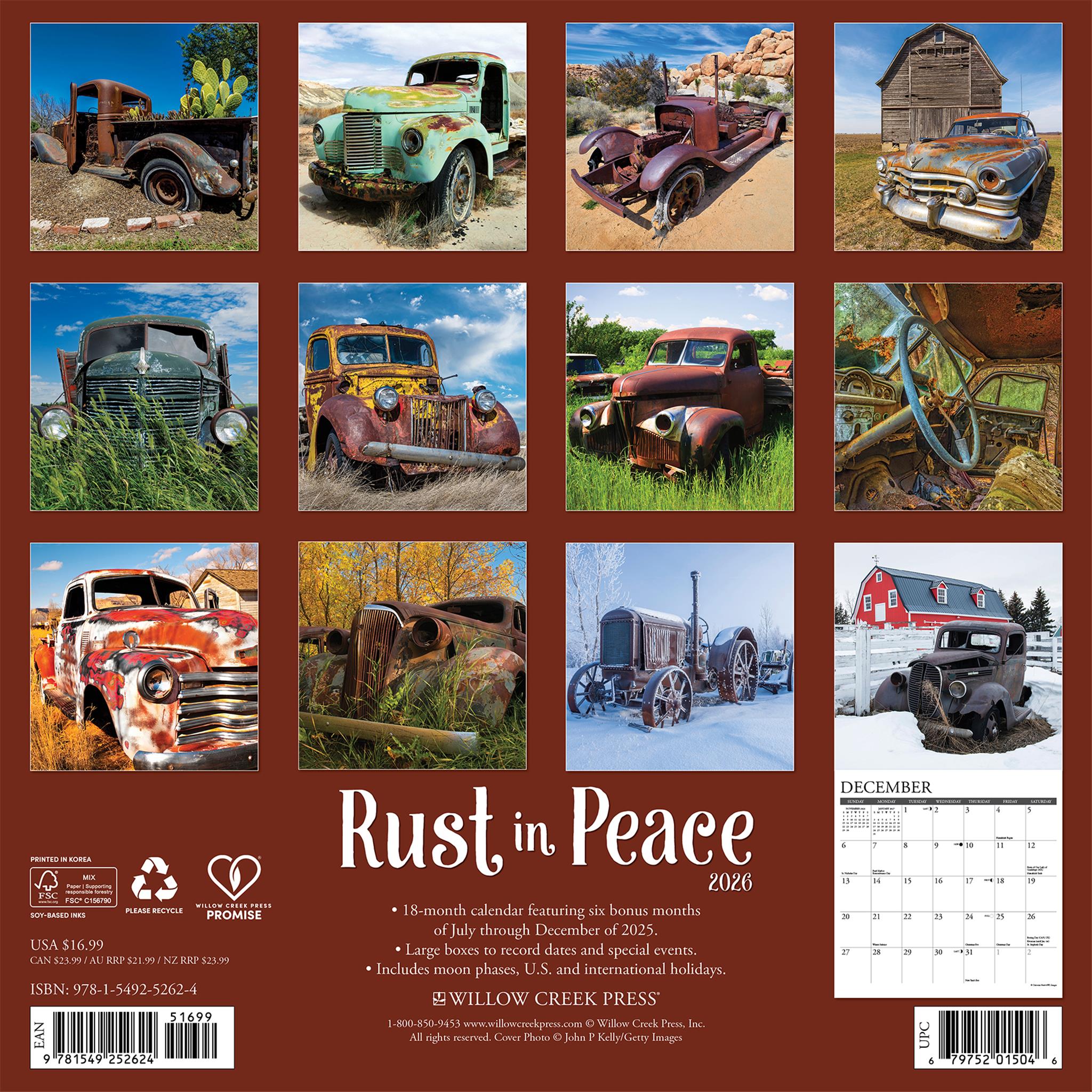 Rust In Peace 2026 Wall Calendar