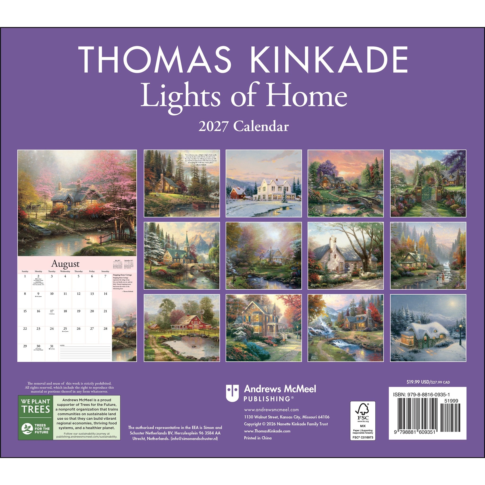 Thomas Kinkade Lights of Home Special Collector's Edition Deluxe 2027 Wall Calendar