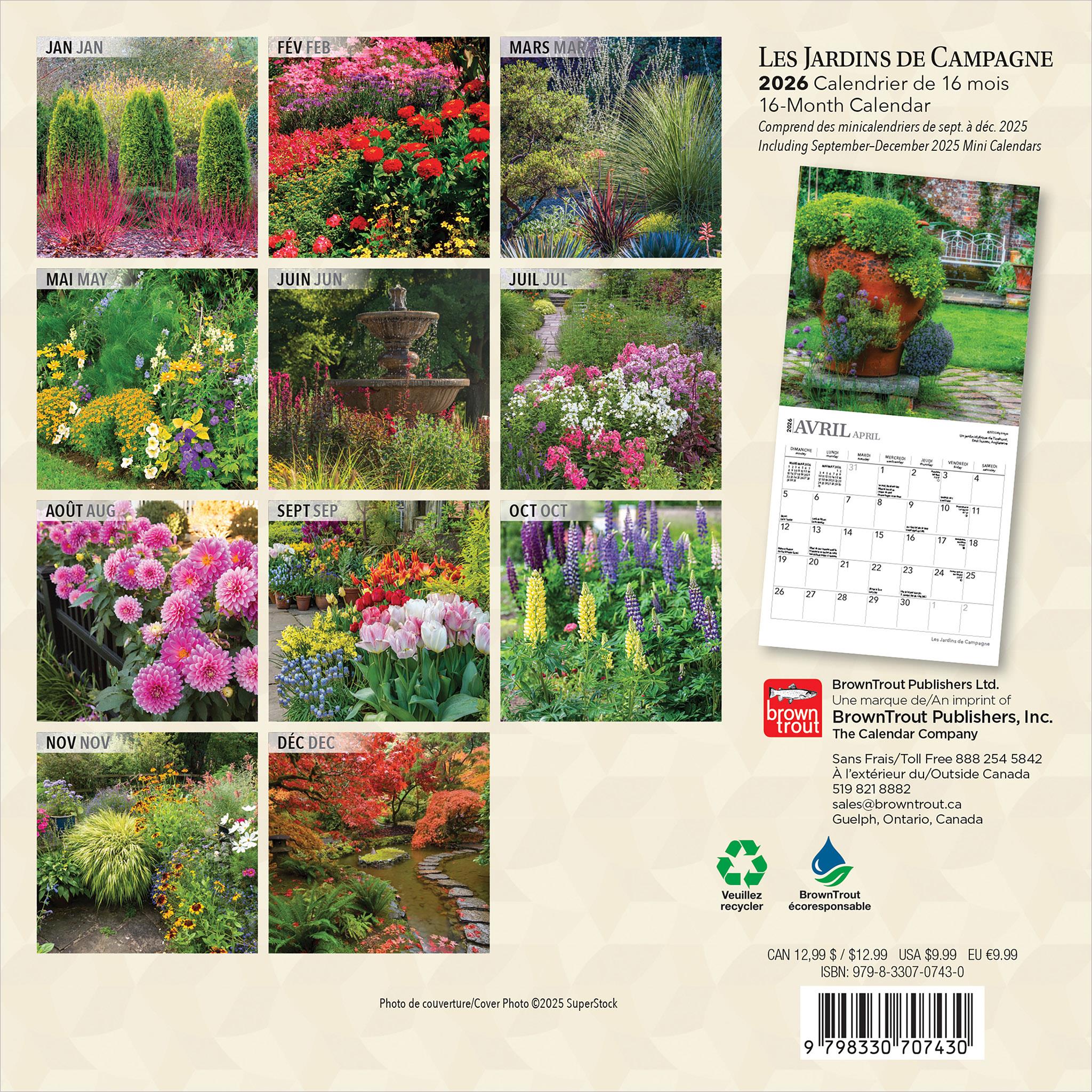 Les Jardins De Campagne 2026 Mini Calendar (French)