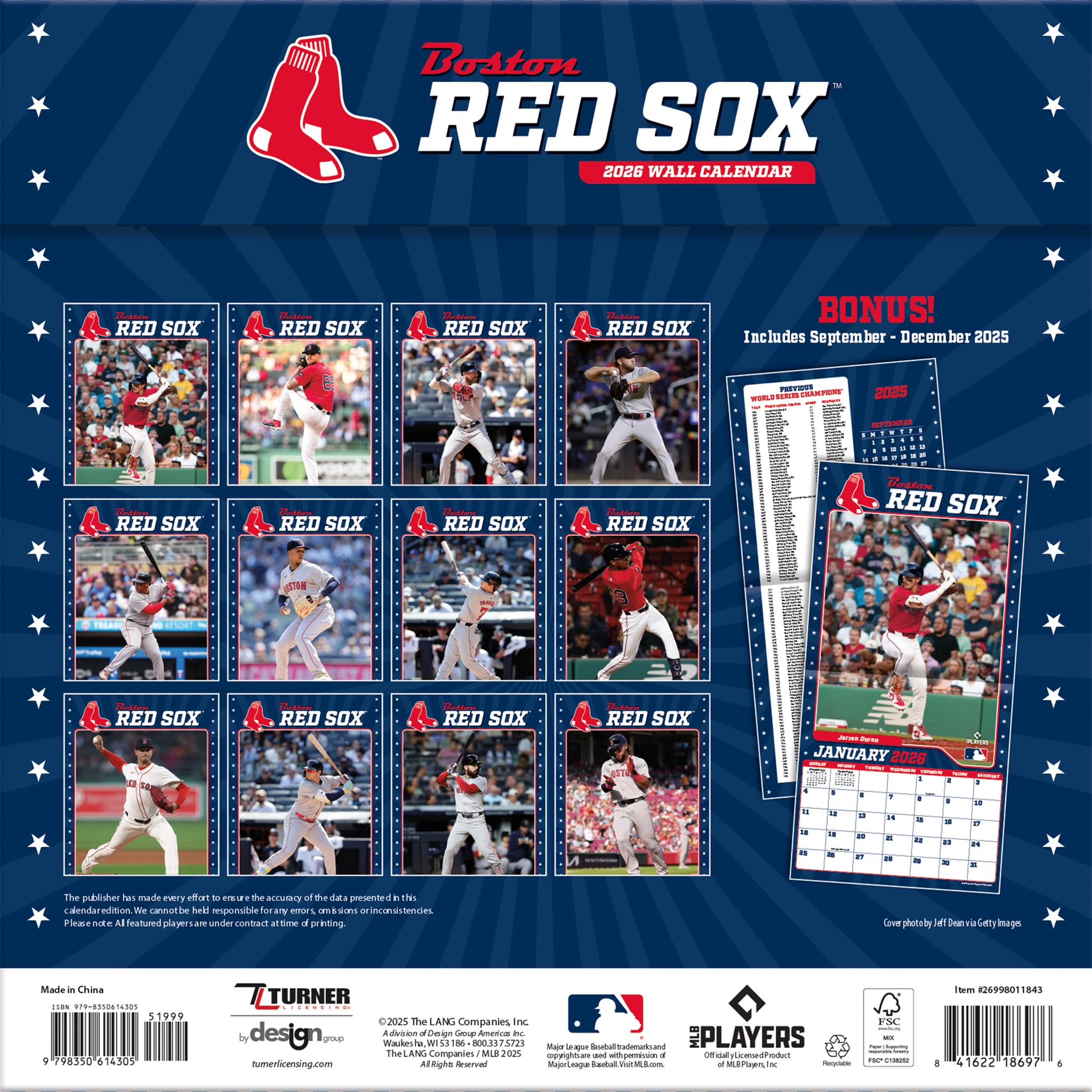 MLB Boston Red Sox 2026 Wall Calendar
