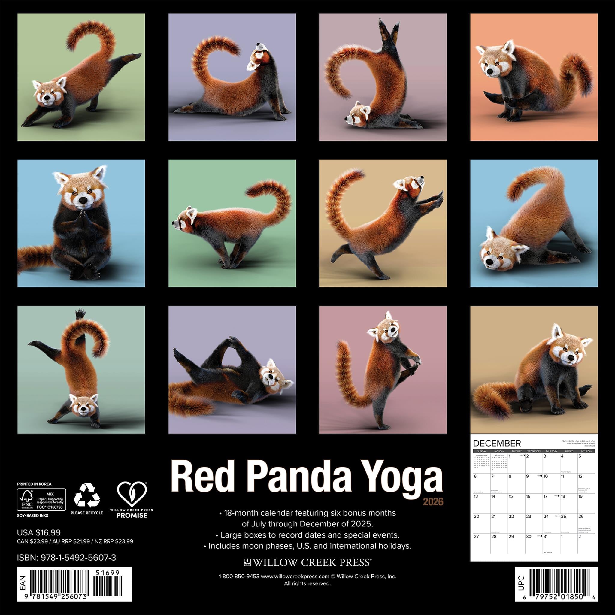 Red Panda 2026 Wall Calendar