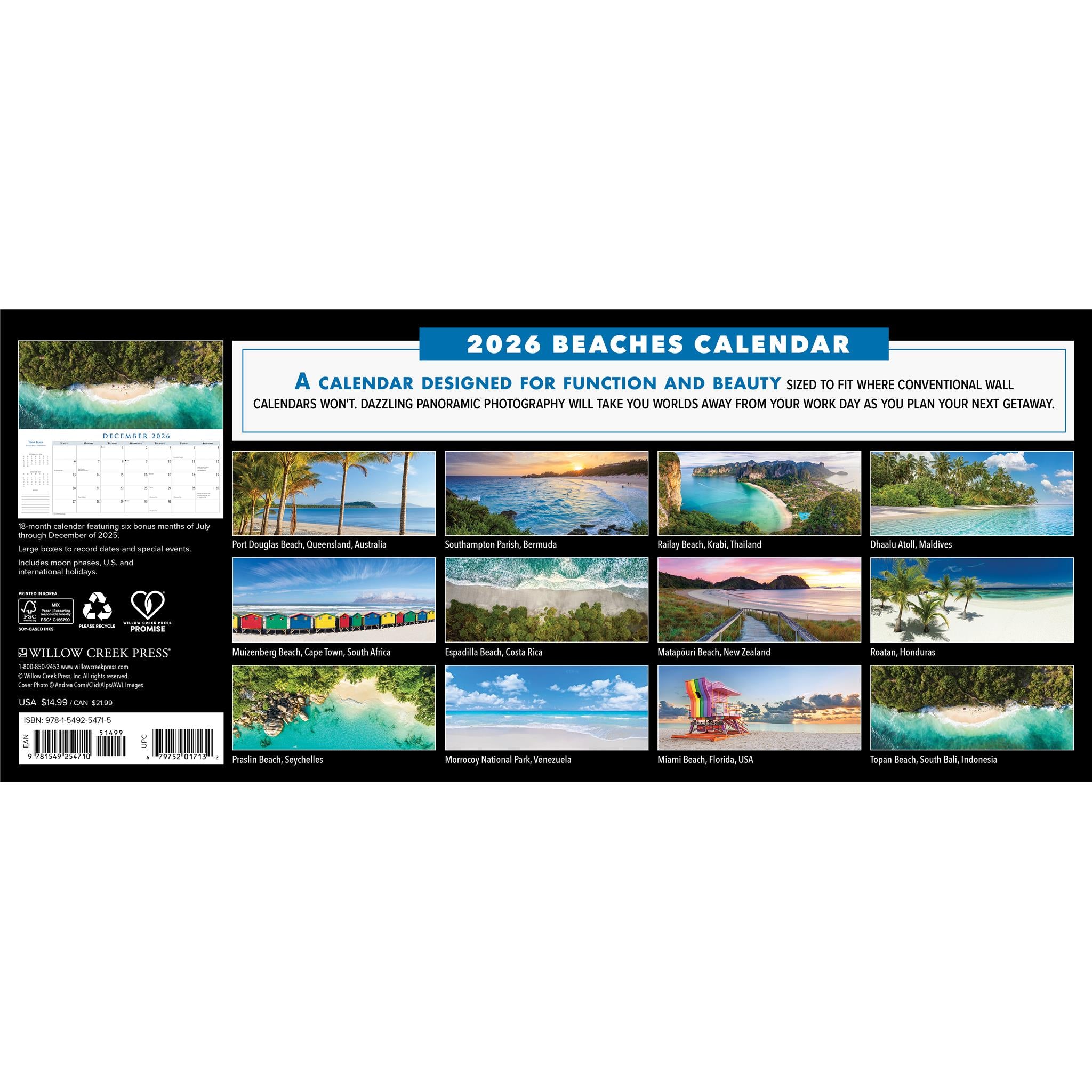Beaches Panoramic 2026 Slim Calendar