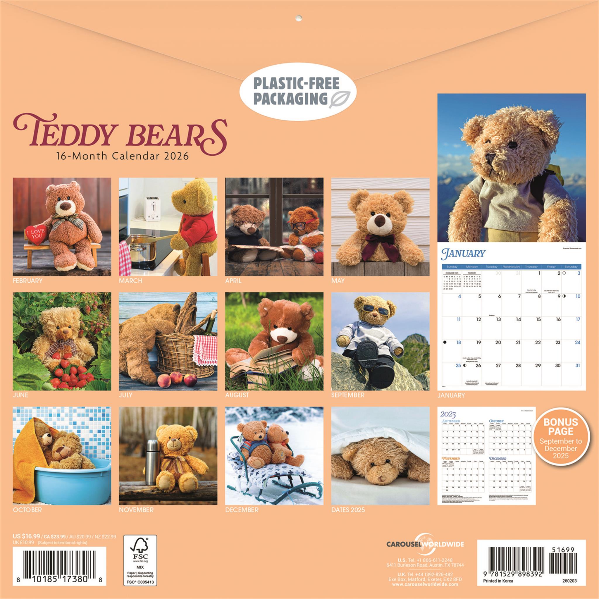 Teddy Bears 2026 Wall Calendar