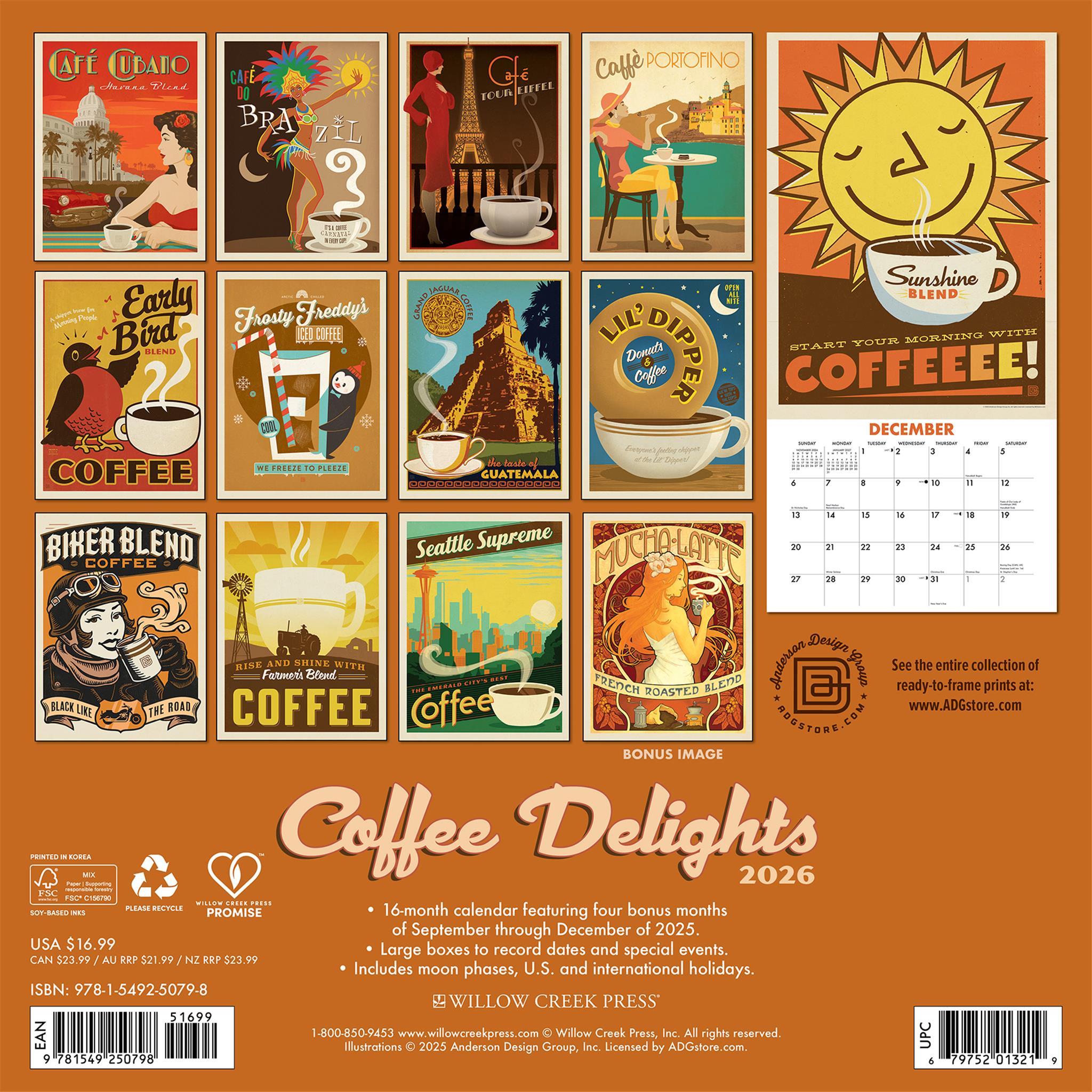 Coffee Delights ADG 2026 Wall Calendar