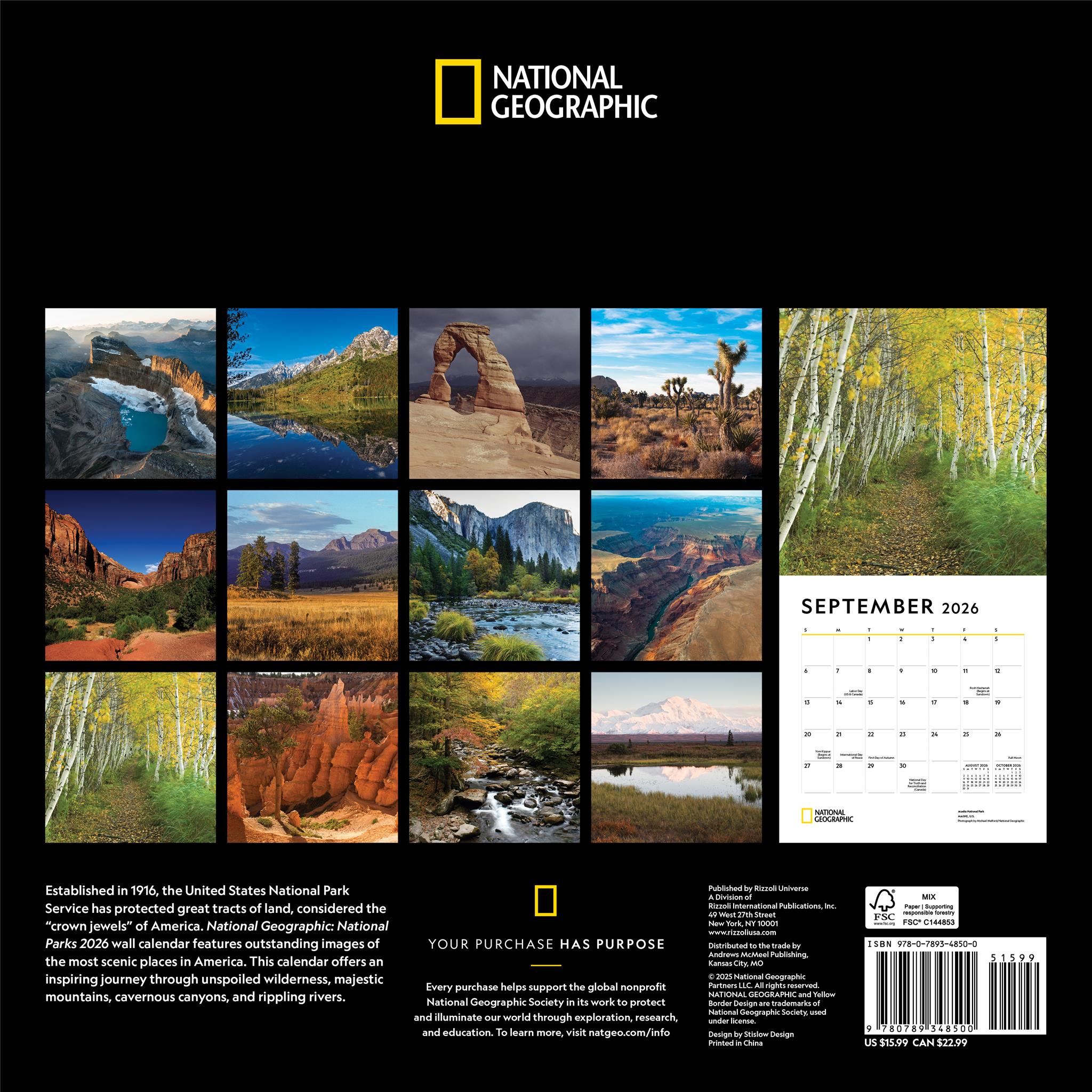 National Geographic National Parks 2026 Wall Calendar - Online Only
