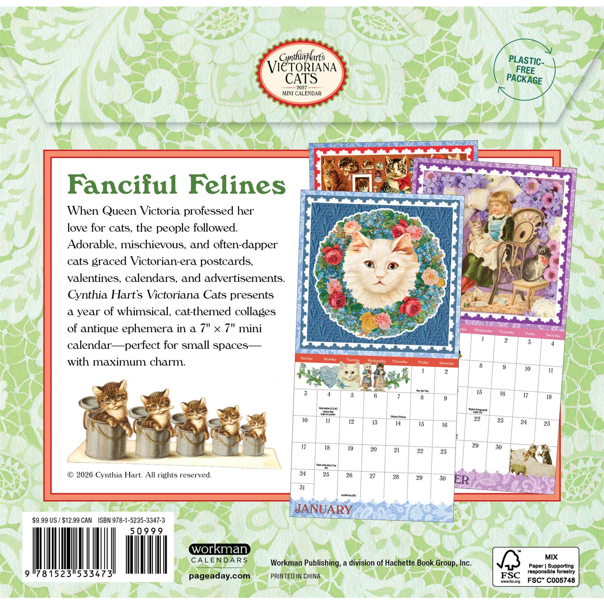 Cynthia Hart's Victoriana Cats 2027 Mini Calendar - Online Only