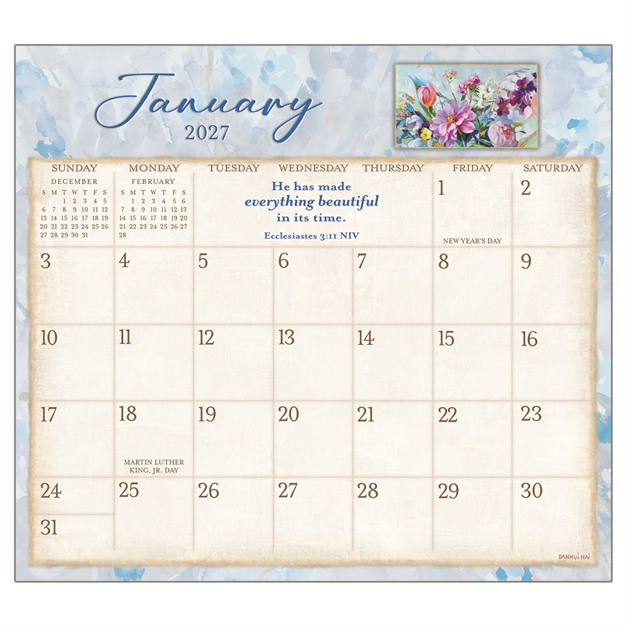 Tranquility 2027 Mini Magnetic Calendar