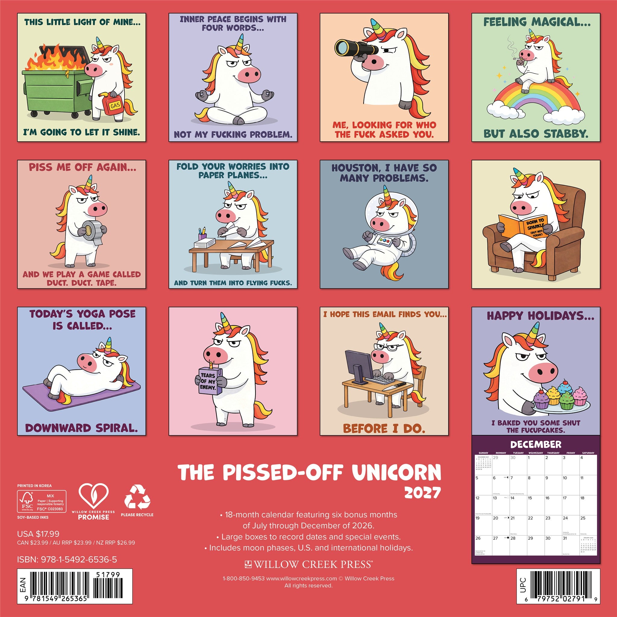 The Pissed-off Unicorn 2027 Wall Calendar